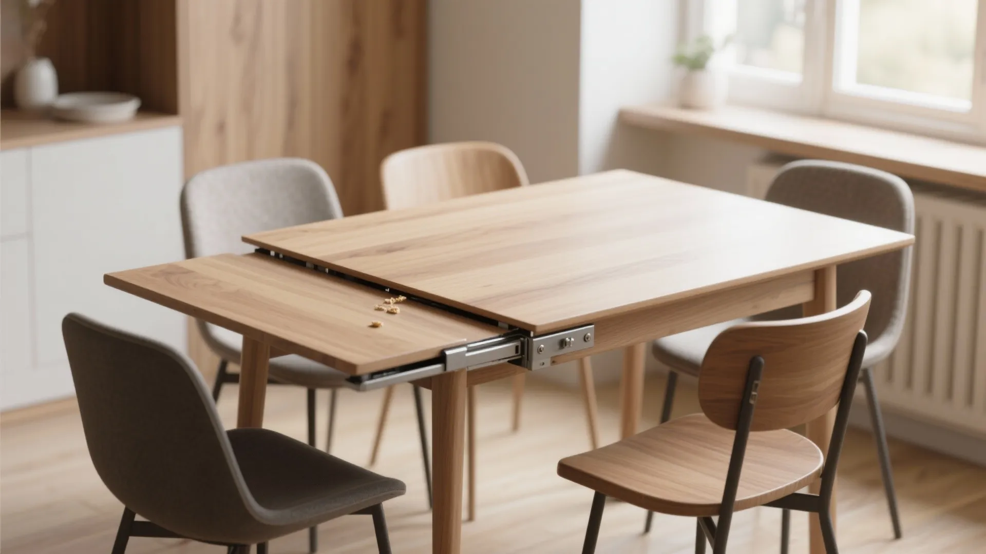 2. Extendable drop-leaf table for flexible hosting