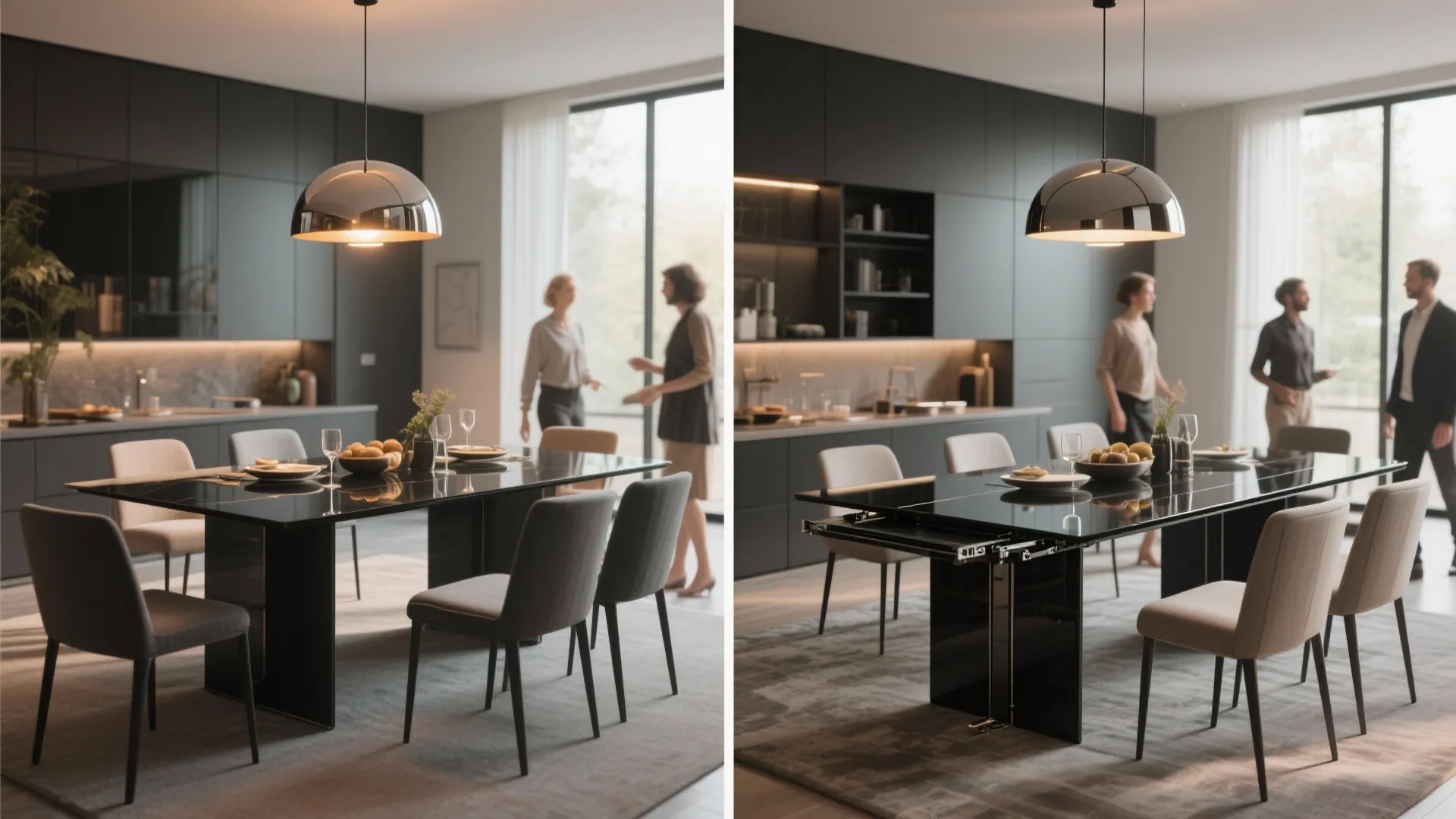 4. Extendable Black Glass for Flexible Entertaining