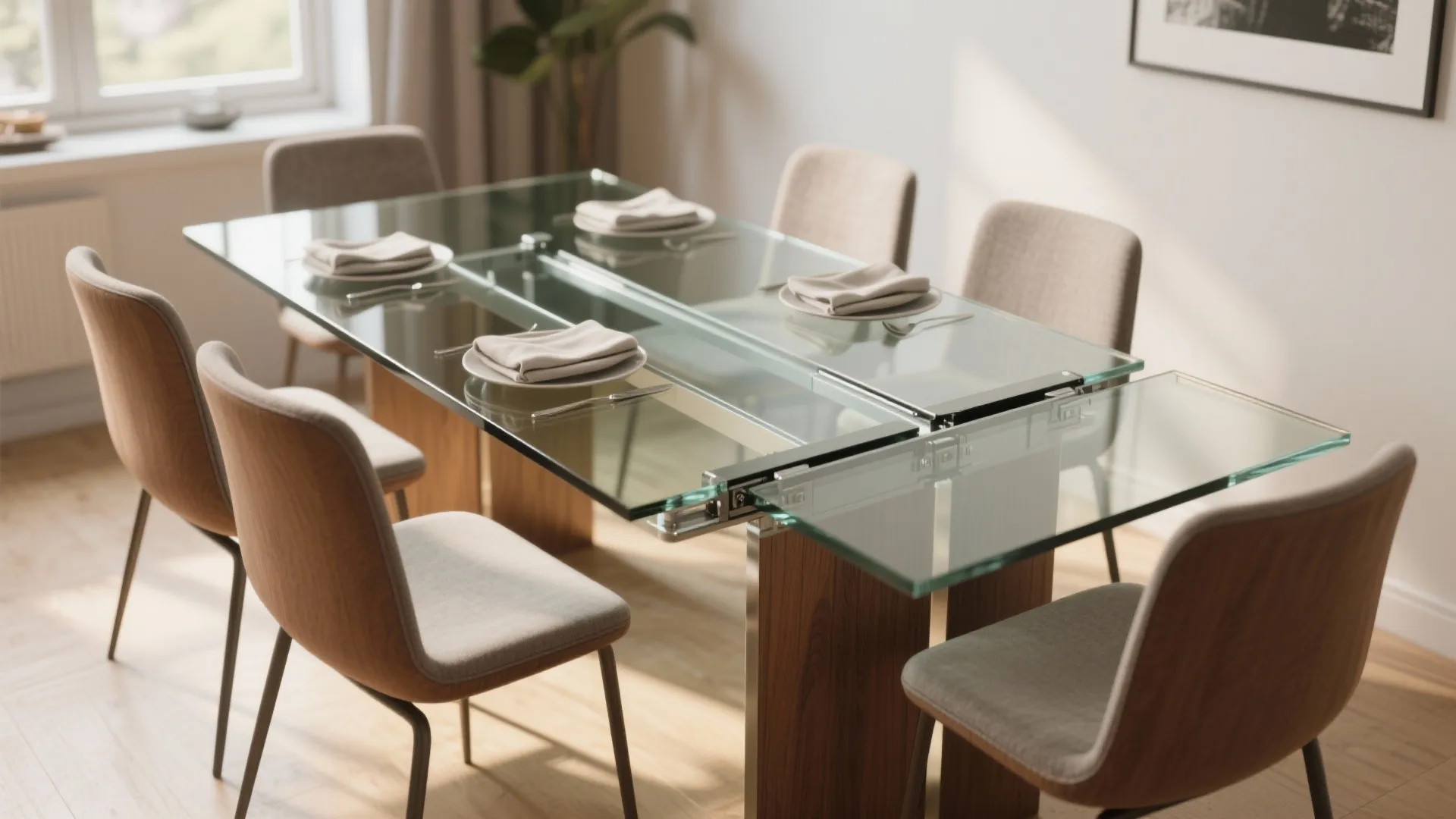 2. Extendable glass top for flexible hosting