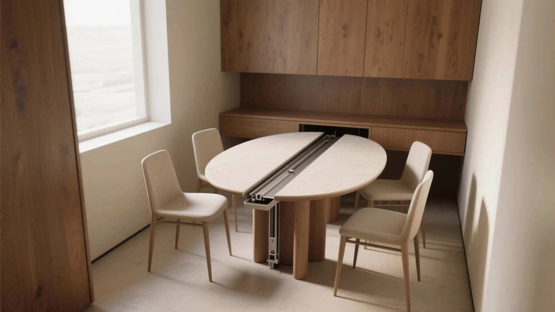 Extendable oval table