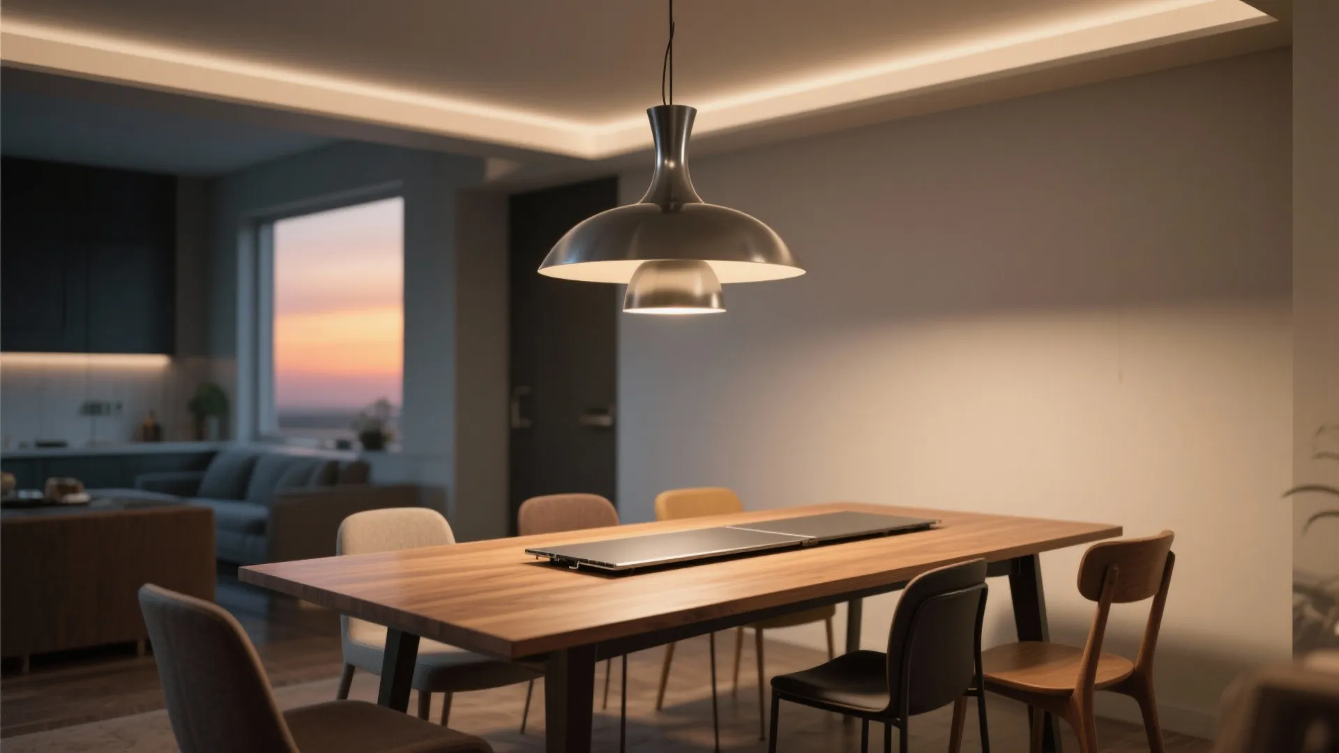 2. Extendable table with statement lighting