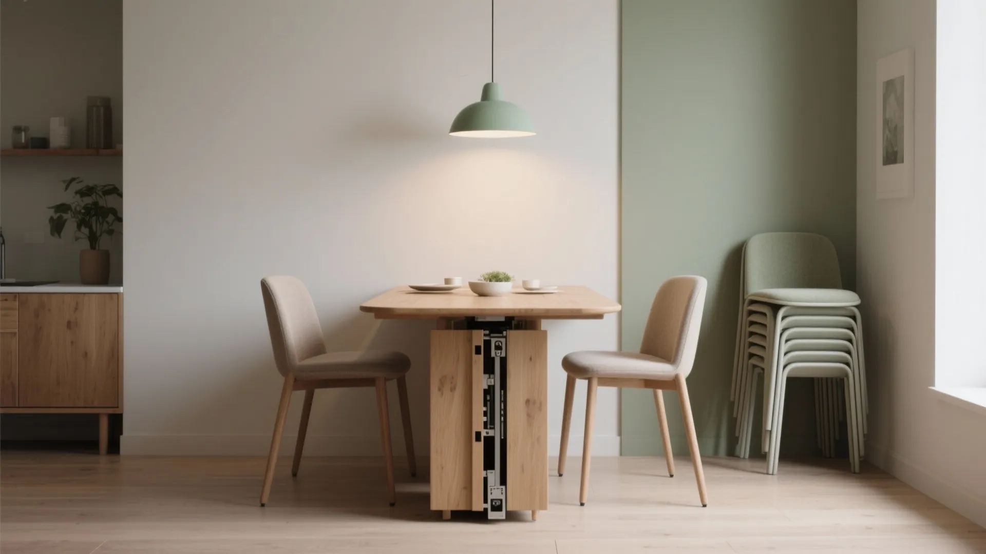 4. Multi-use furniture: extendable tables & stackable chairs