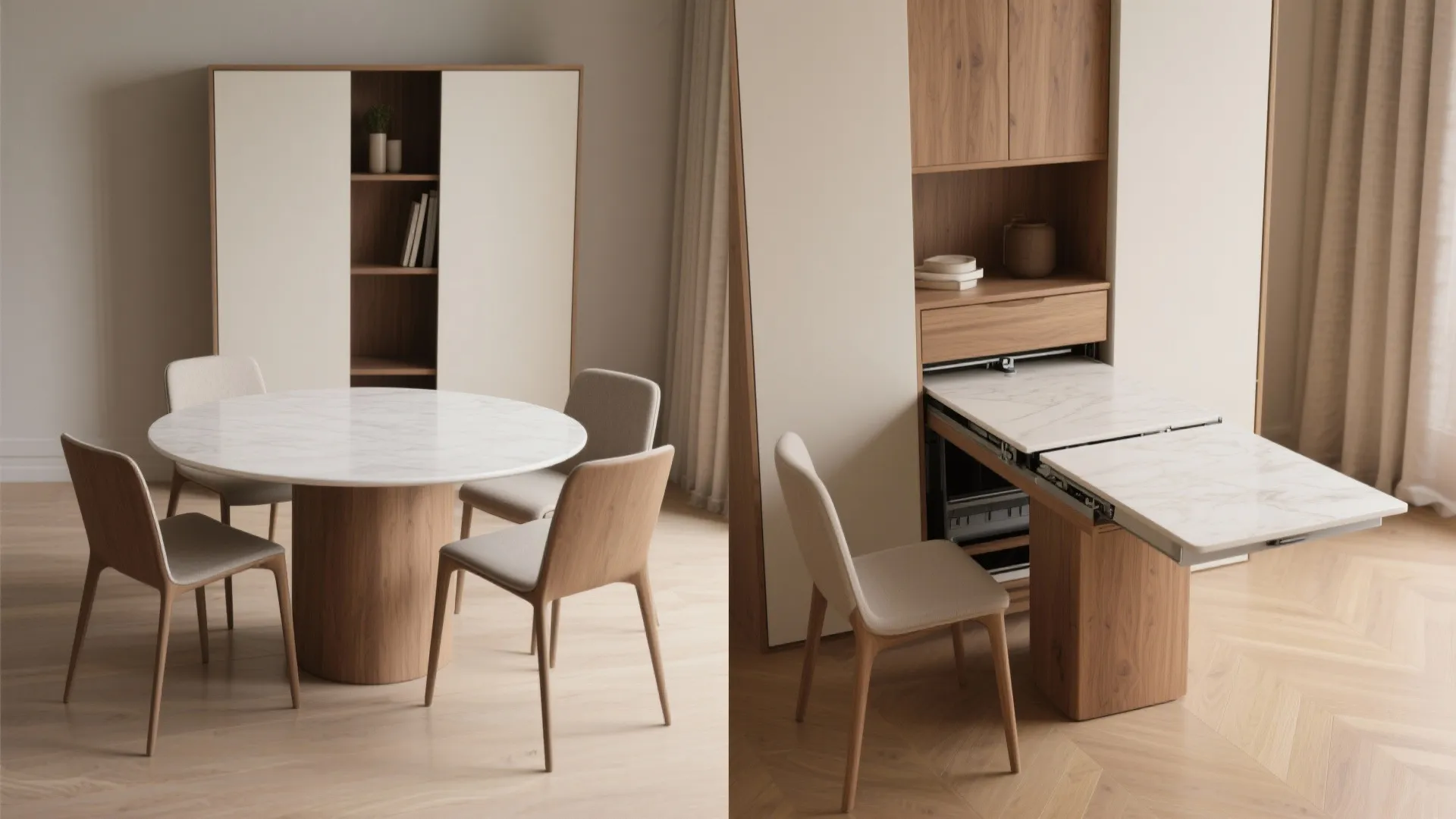 2. Extendable or drop-leaf round tables