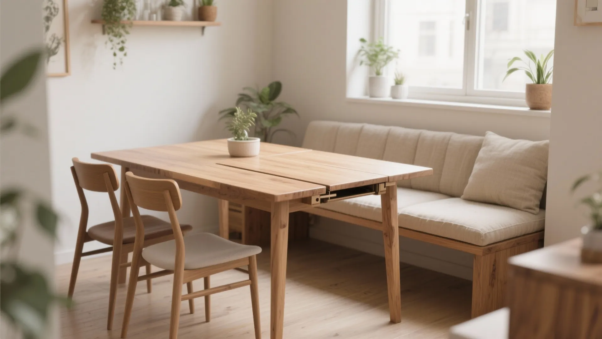1. Extendable drop-leaf table + bench