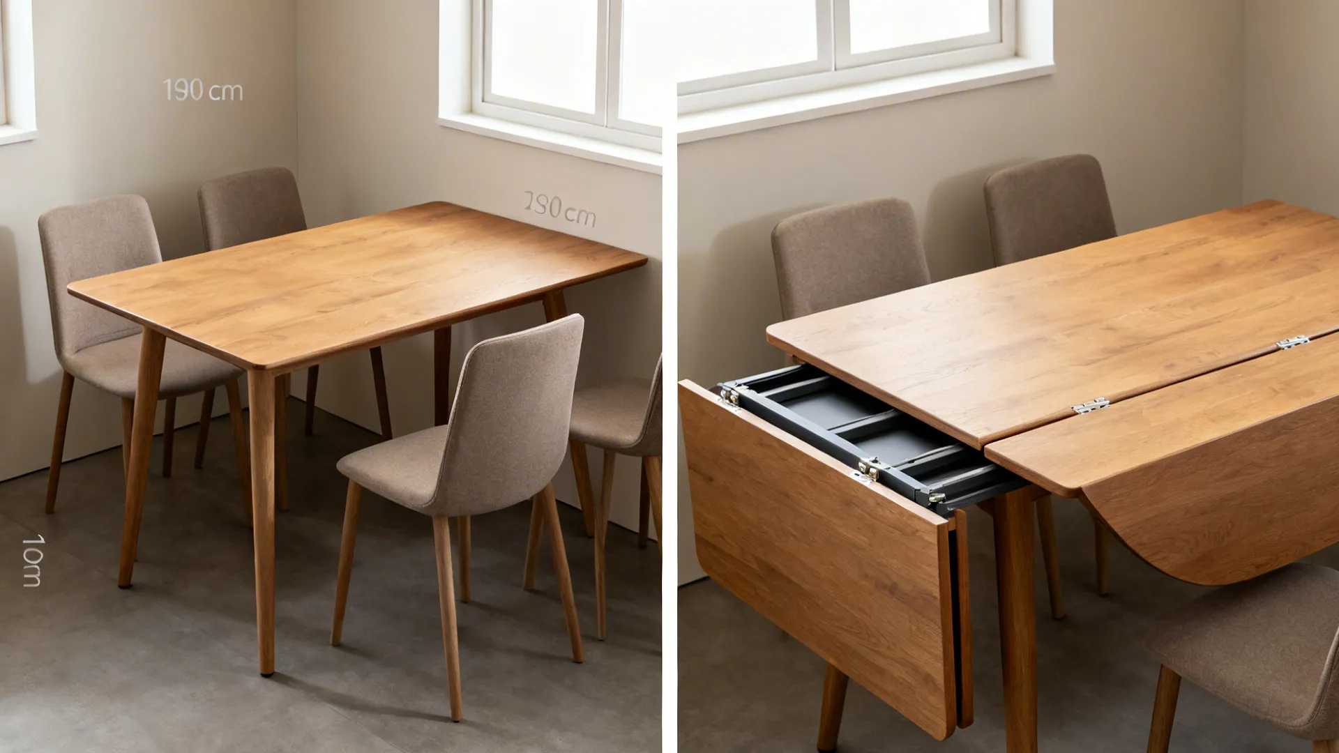 3) Extendable tables with leaf or butterfly mechanisms