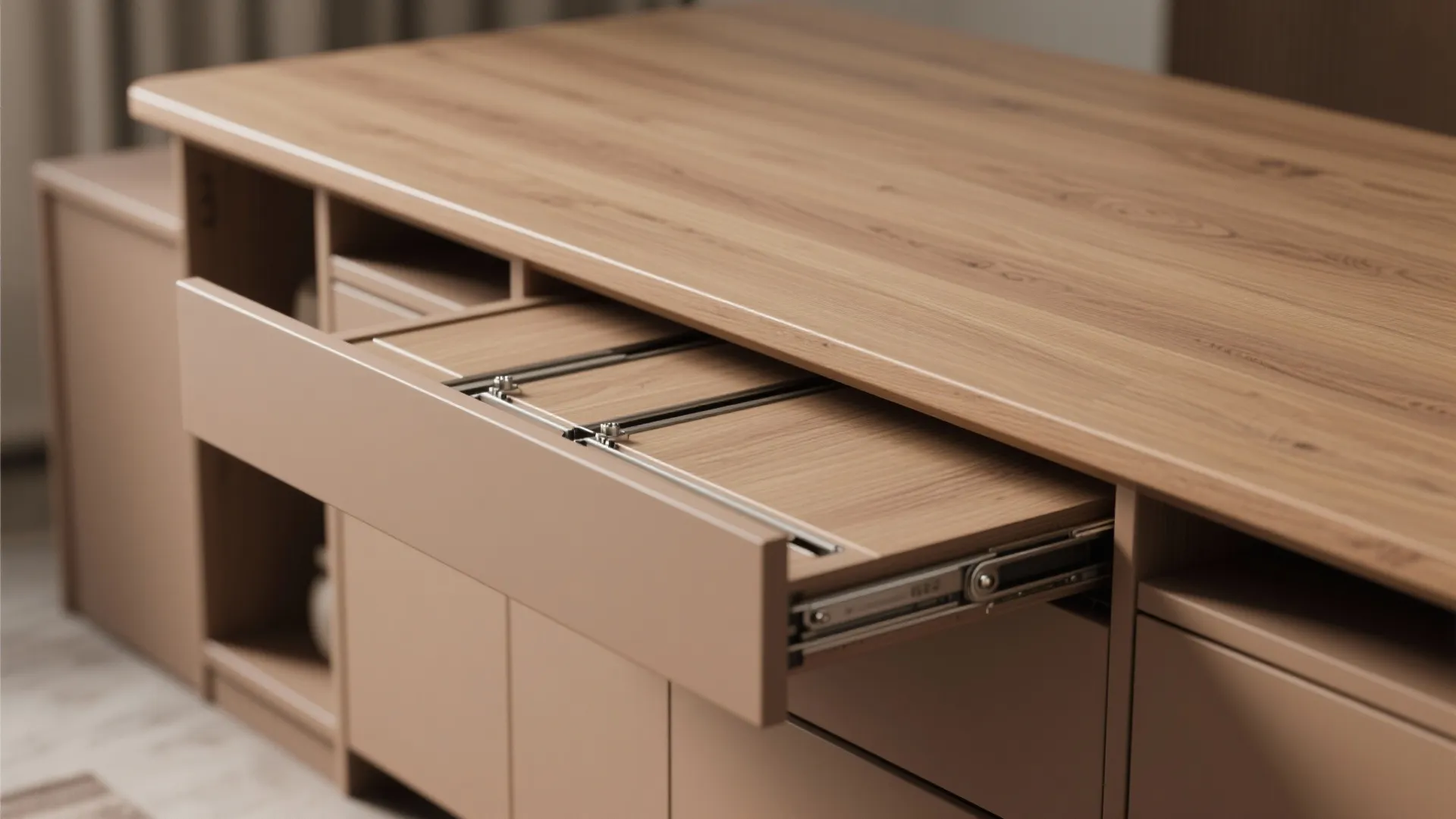 5. Slim extendable table aligned with cabinetry