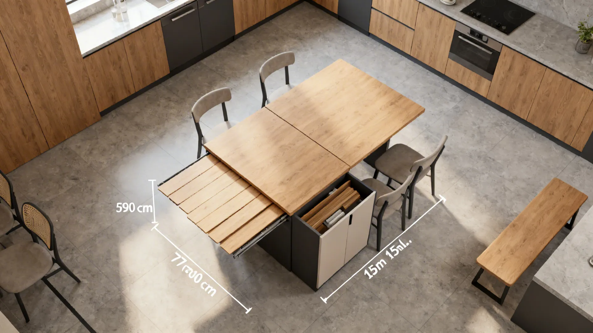5) Flexible Dining: Extendable Tables and Hidden Helpers
