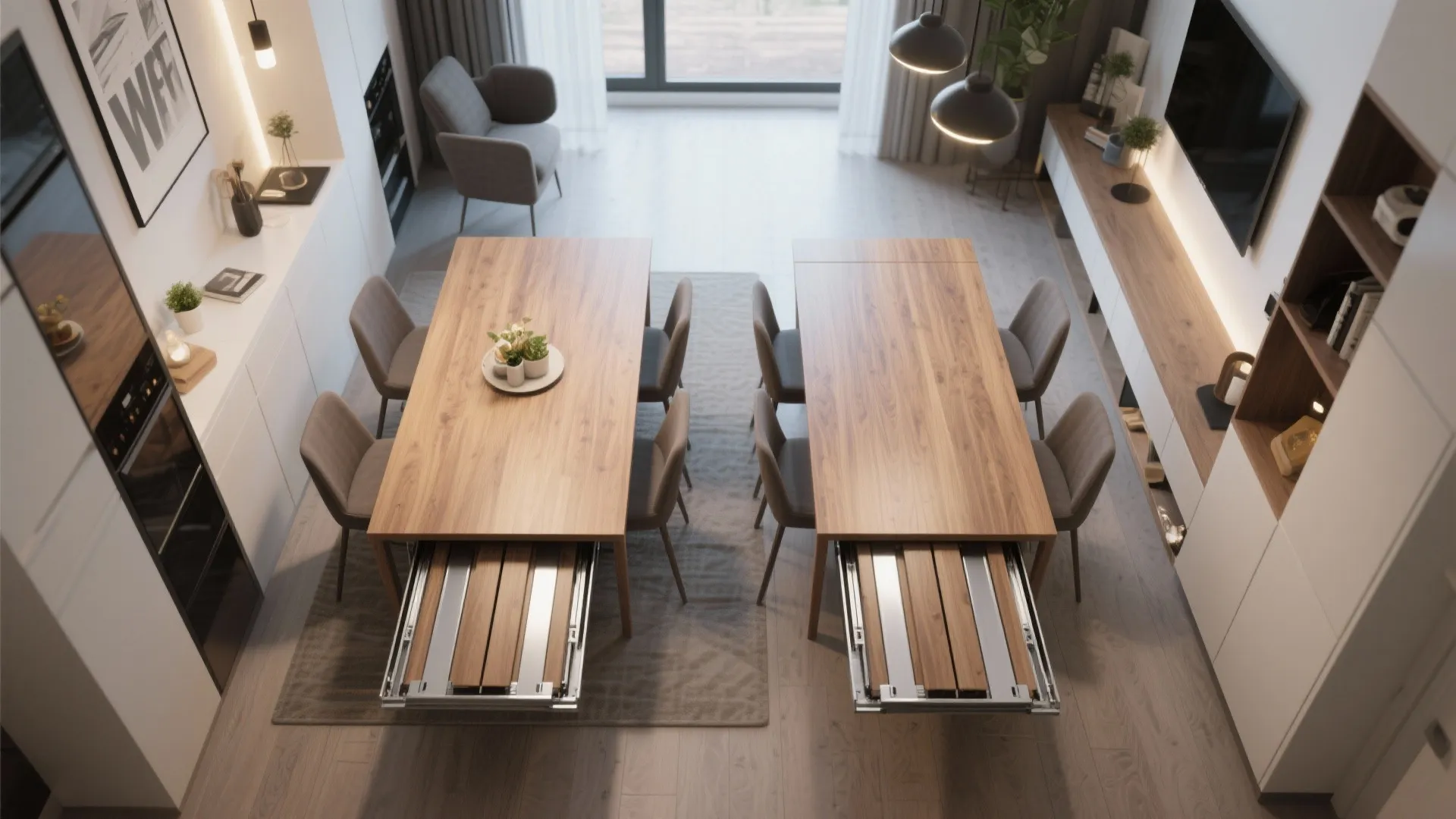 Extendable dining table design