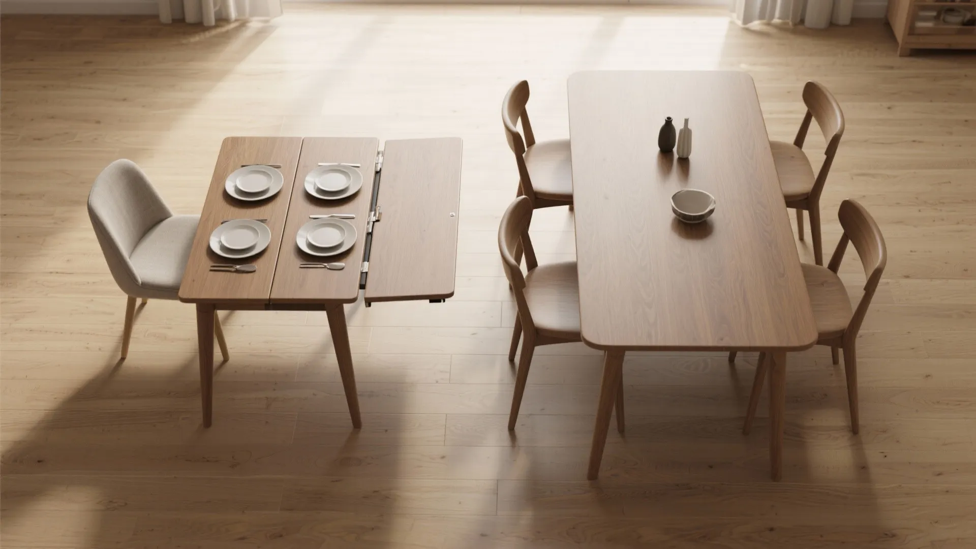 3) Drop-leaf or extendable table