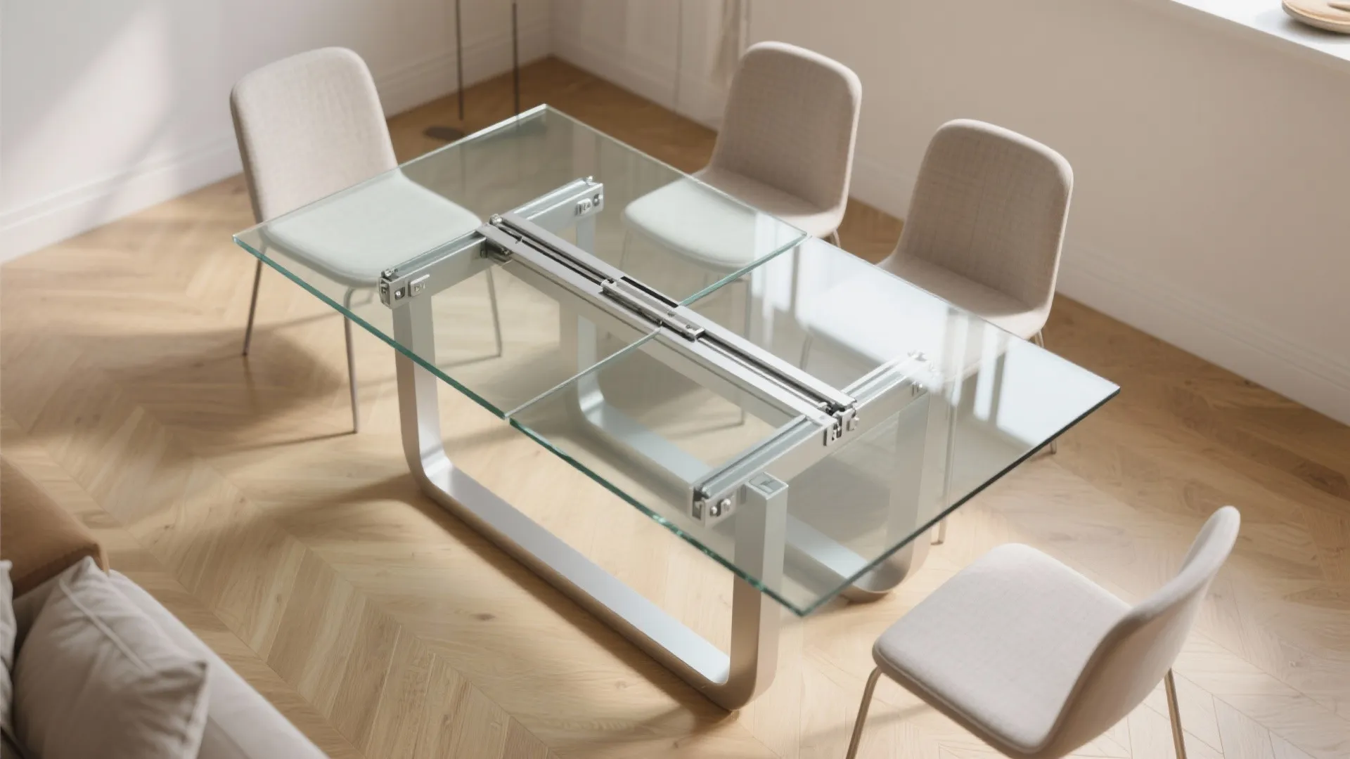 Extendable and drop-leaf glass tables for flexible hosting
