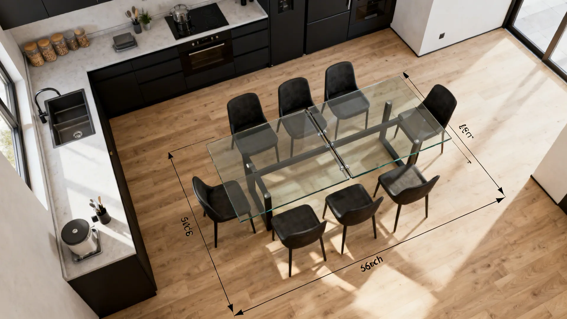 3) Extendable Glass Dining Table for Multi-Mode Living