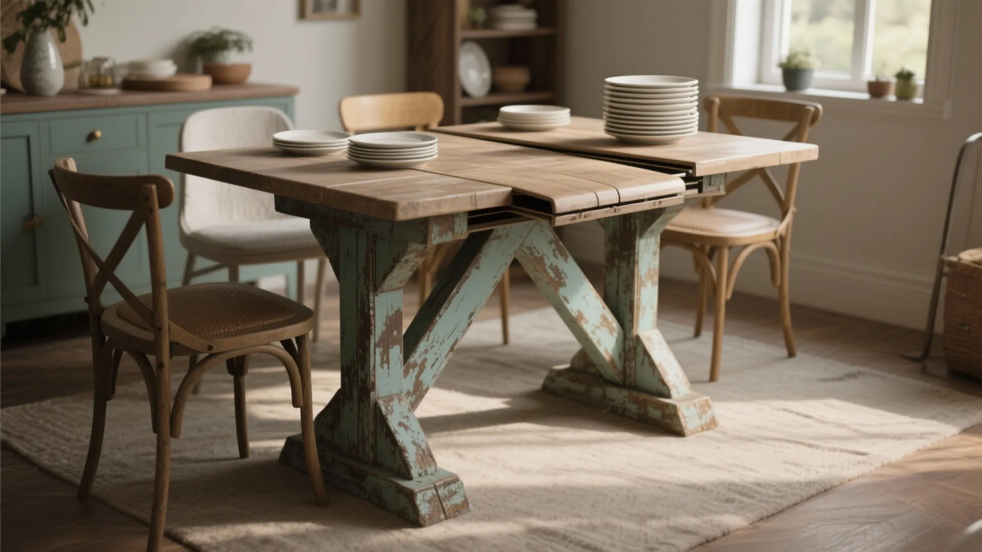 3. Extendable trestle tables for flexibility