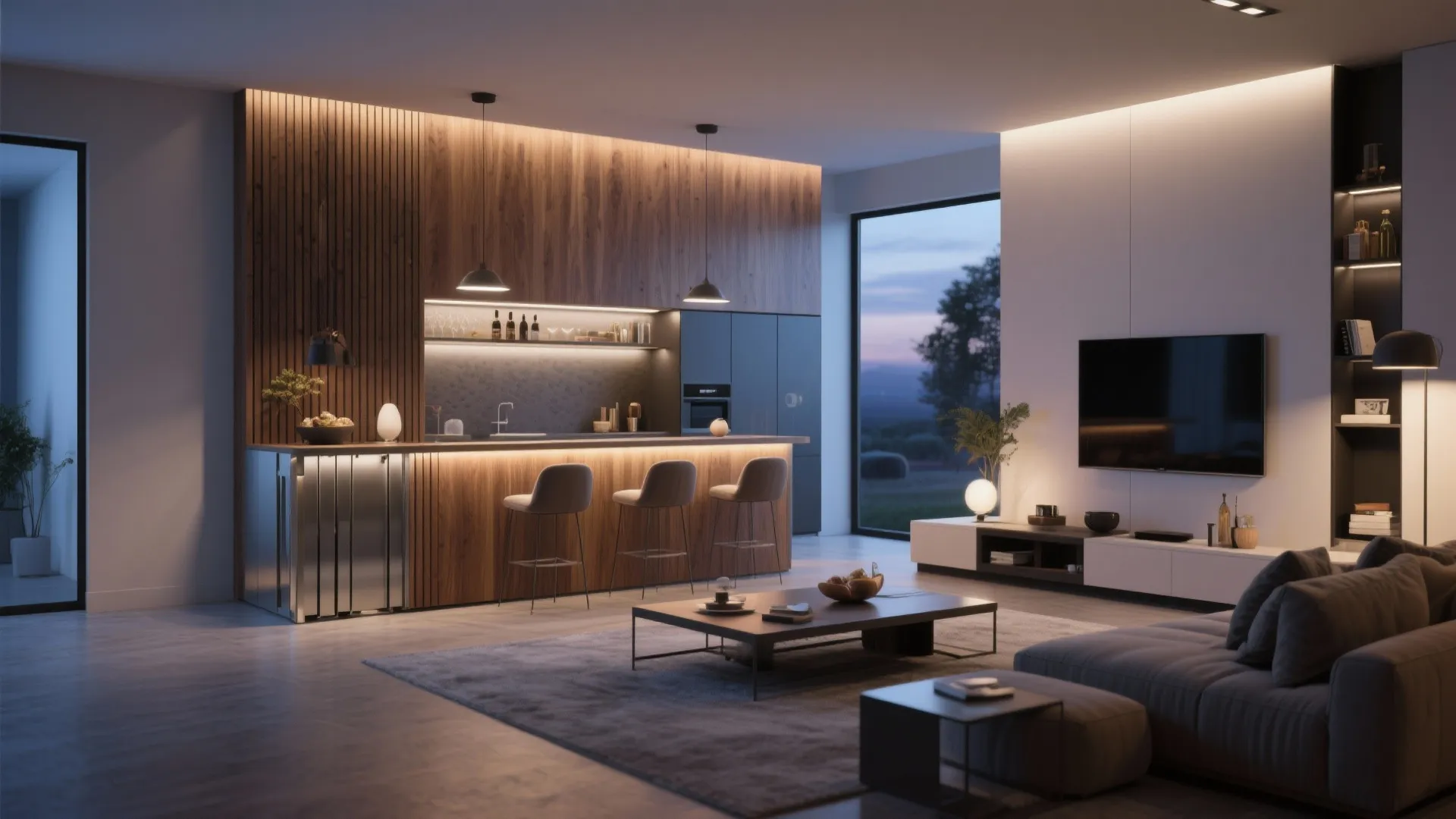 Extendable Wall Bar for Social Spaces