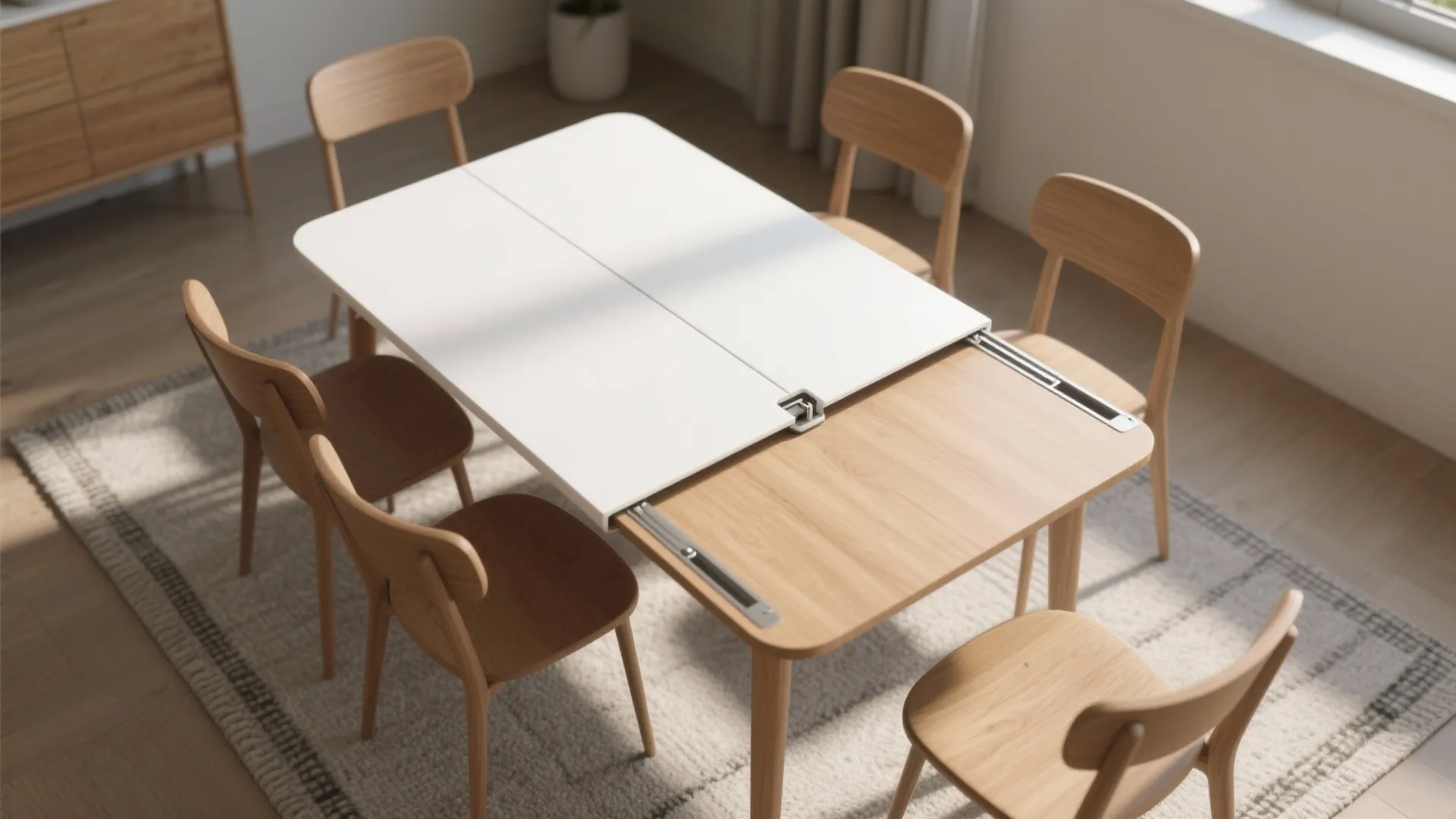4. Two-toned extendable table: white leaf + natural core