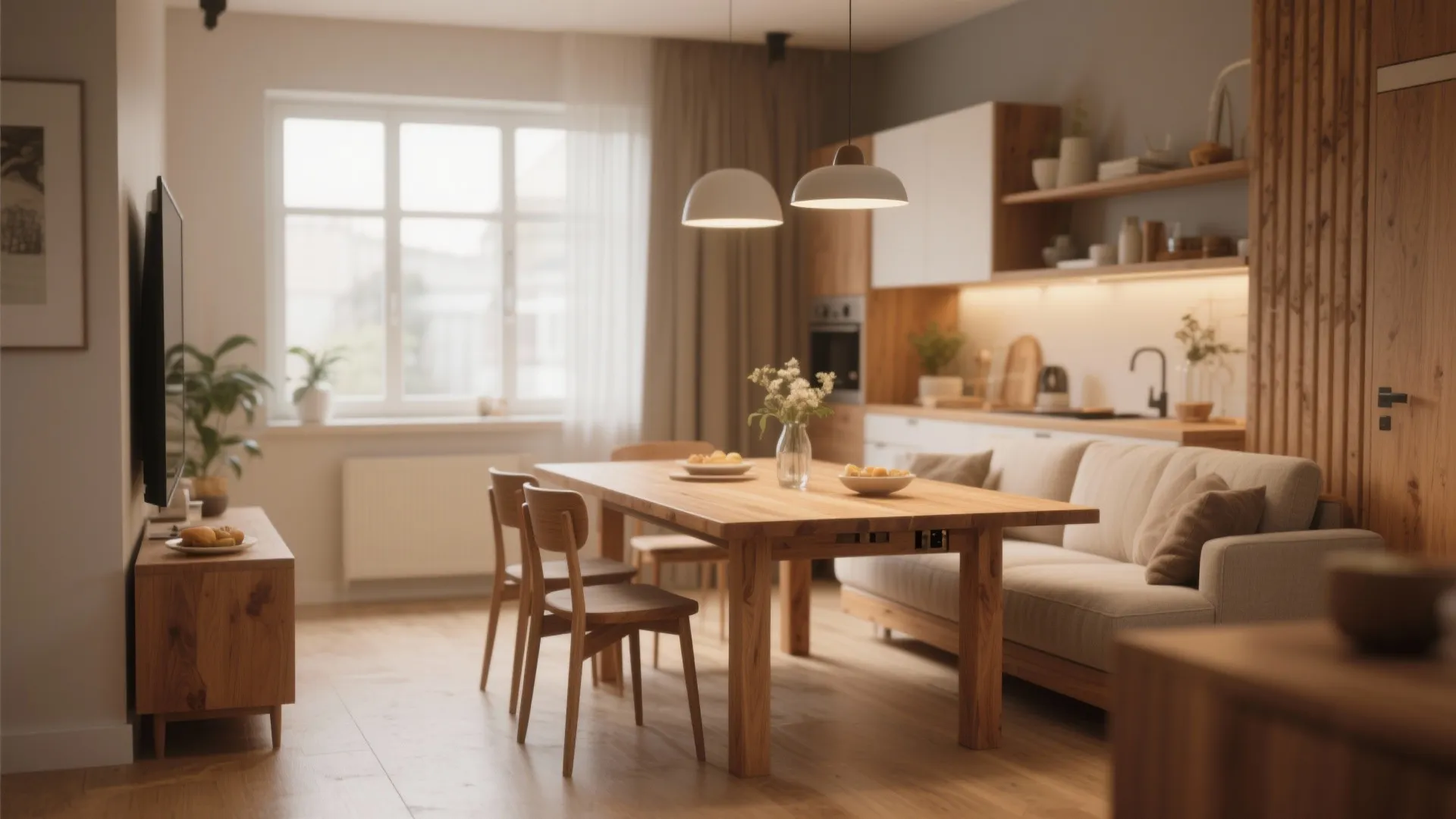 Extendable Wooden Table Versatility