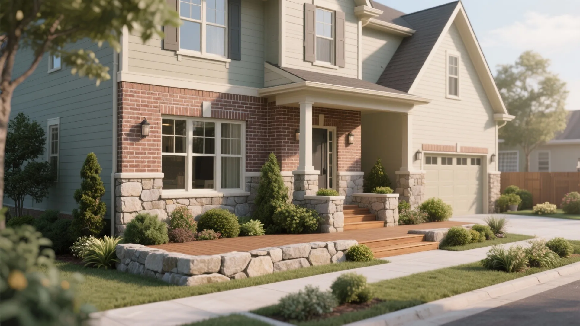 4. Match exterior painted brick to your landscaping