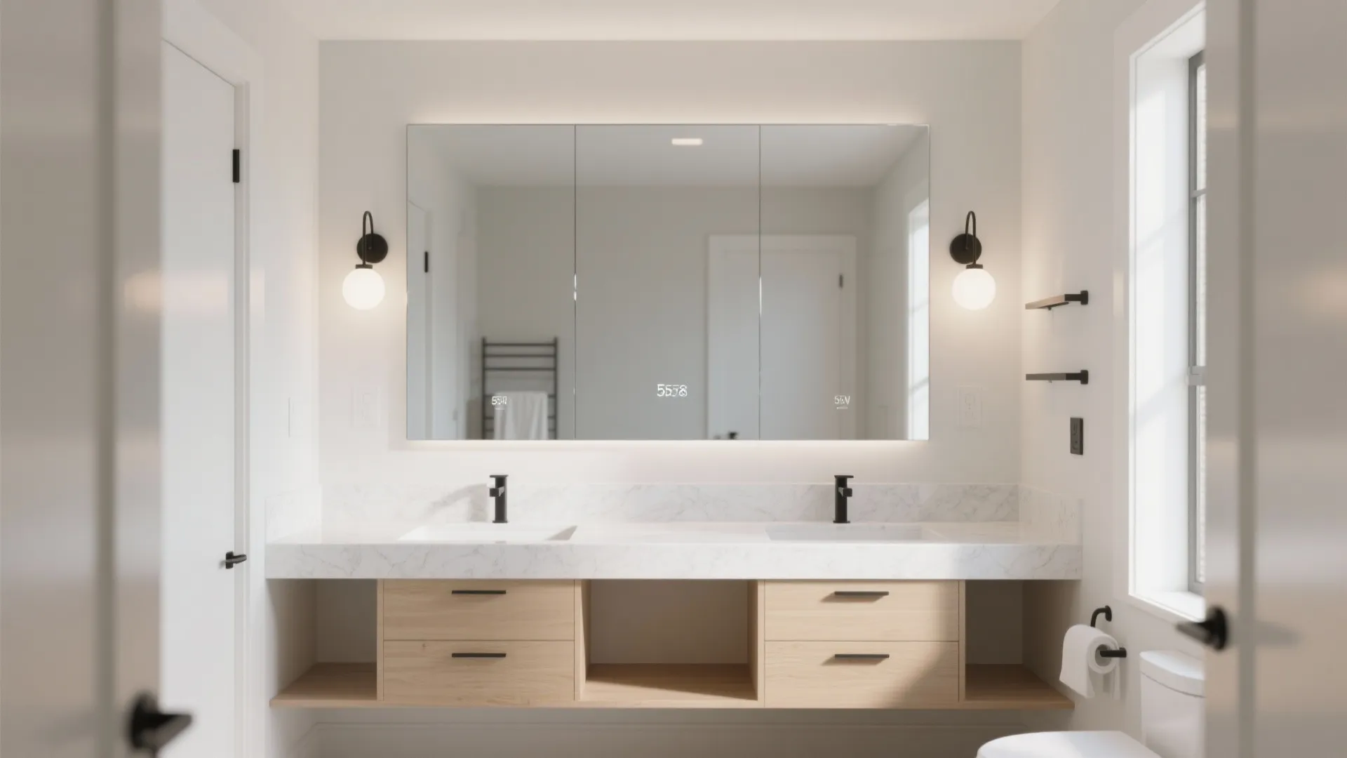 Extra-Wide Horizontal Mirror to Double the Space