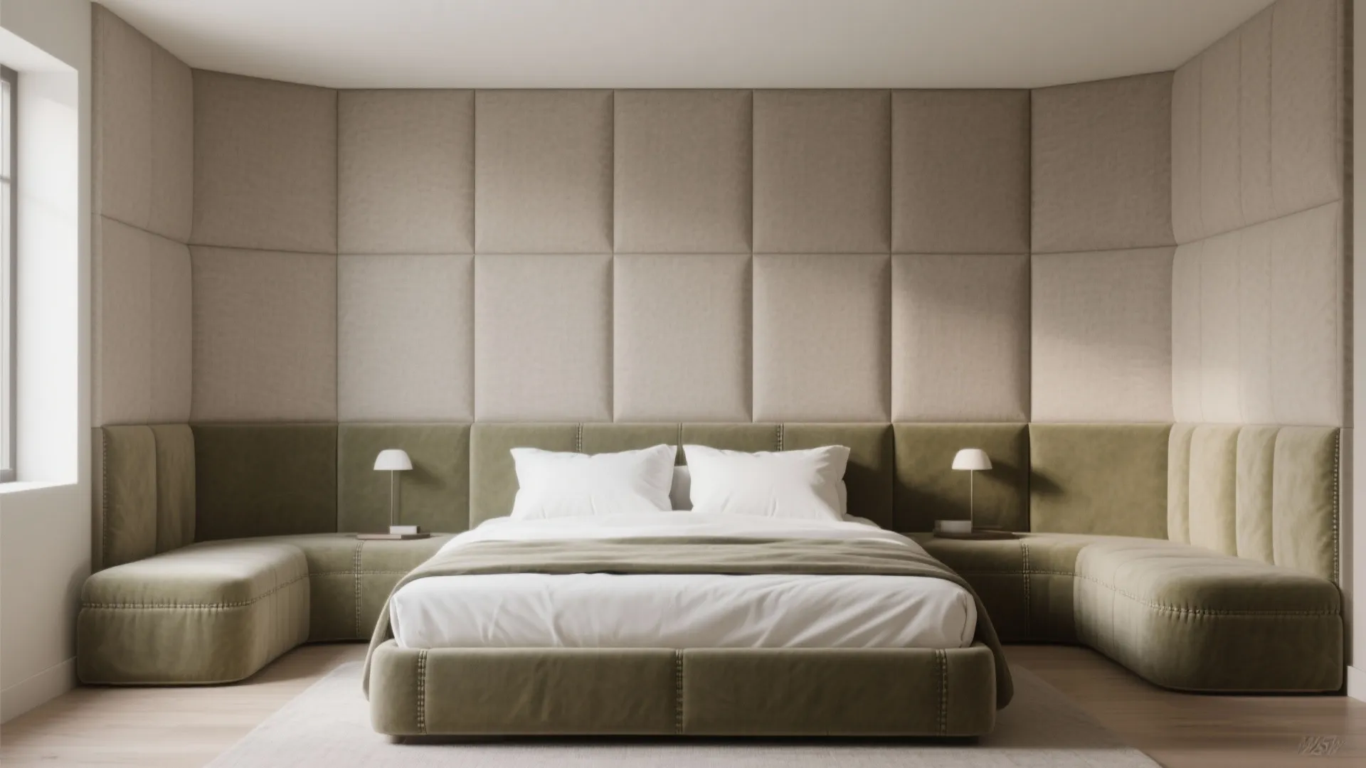 4) Fabric-wrapped acoustic panels for hush and comfort