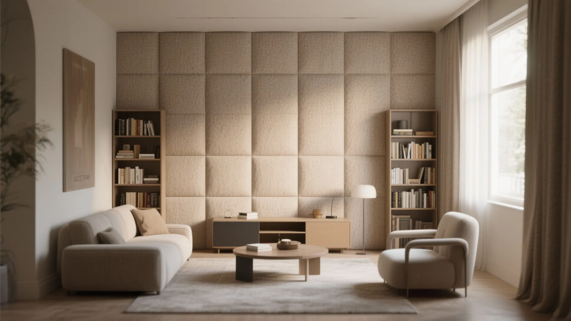 Textured fabric panels for acoustic comfort
