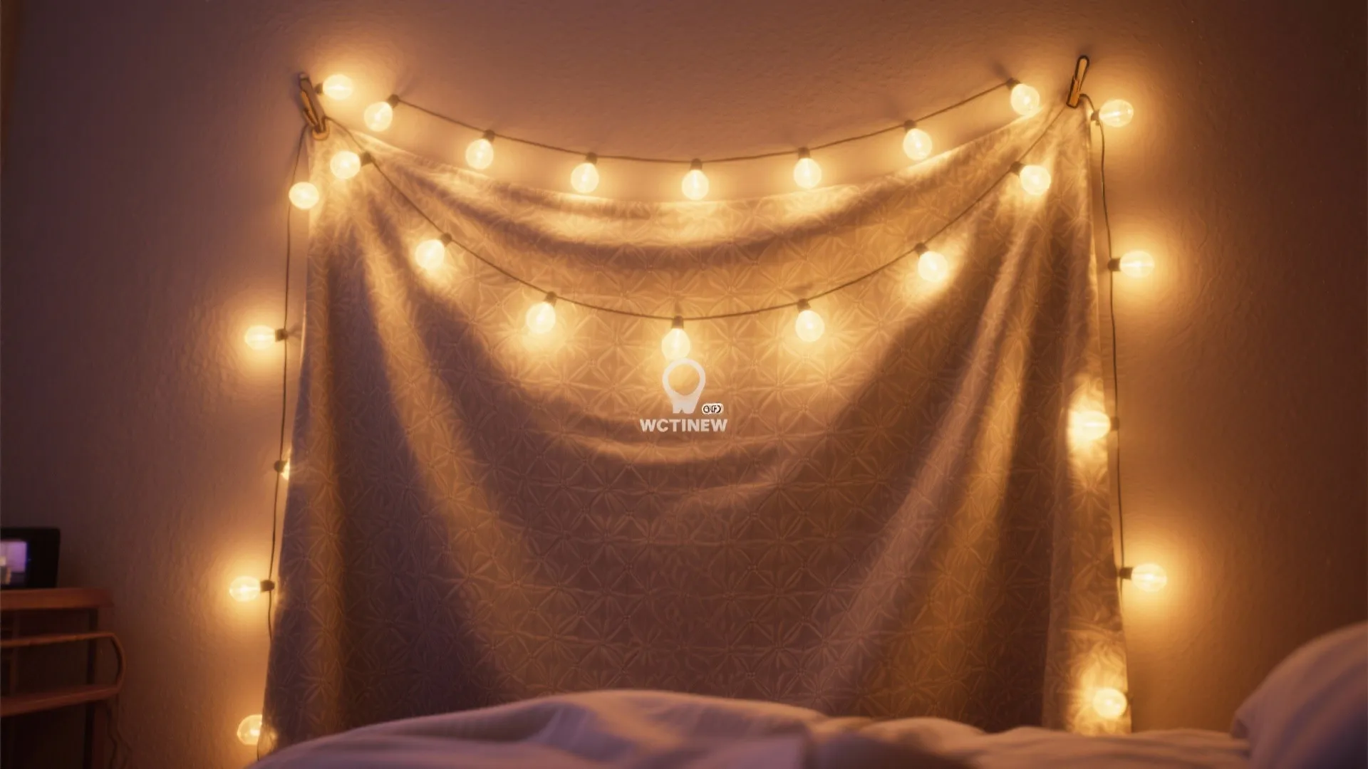 2. Fabric backdrops + string lights for cozy selfies