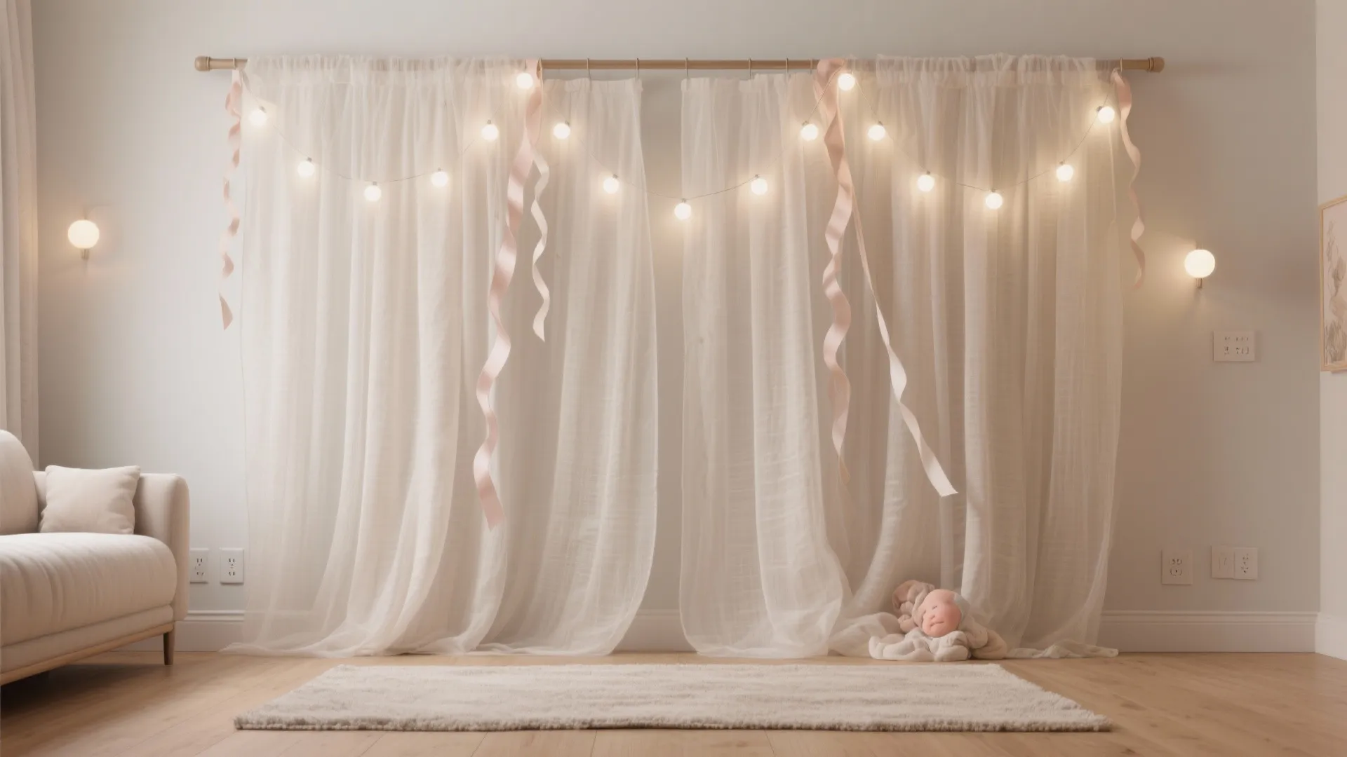 Layered Fabric Backdrop: Muslin, Gauze, and Ribbon