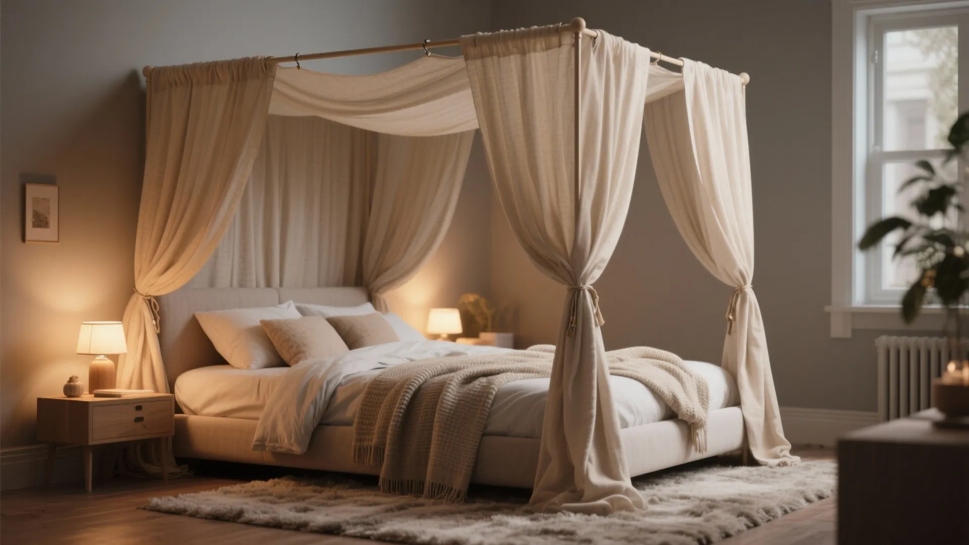 3. Fabric-draped canopy for cozy retreats