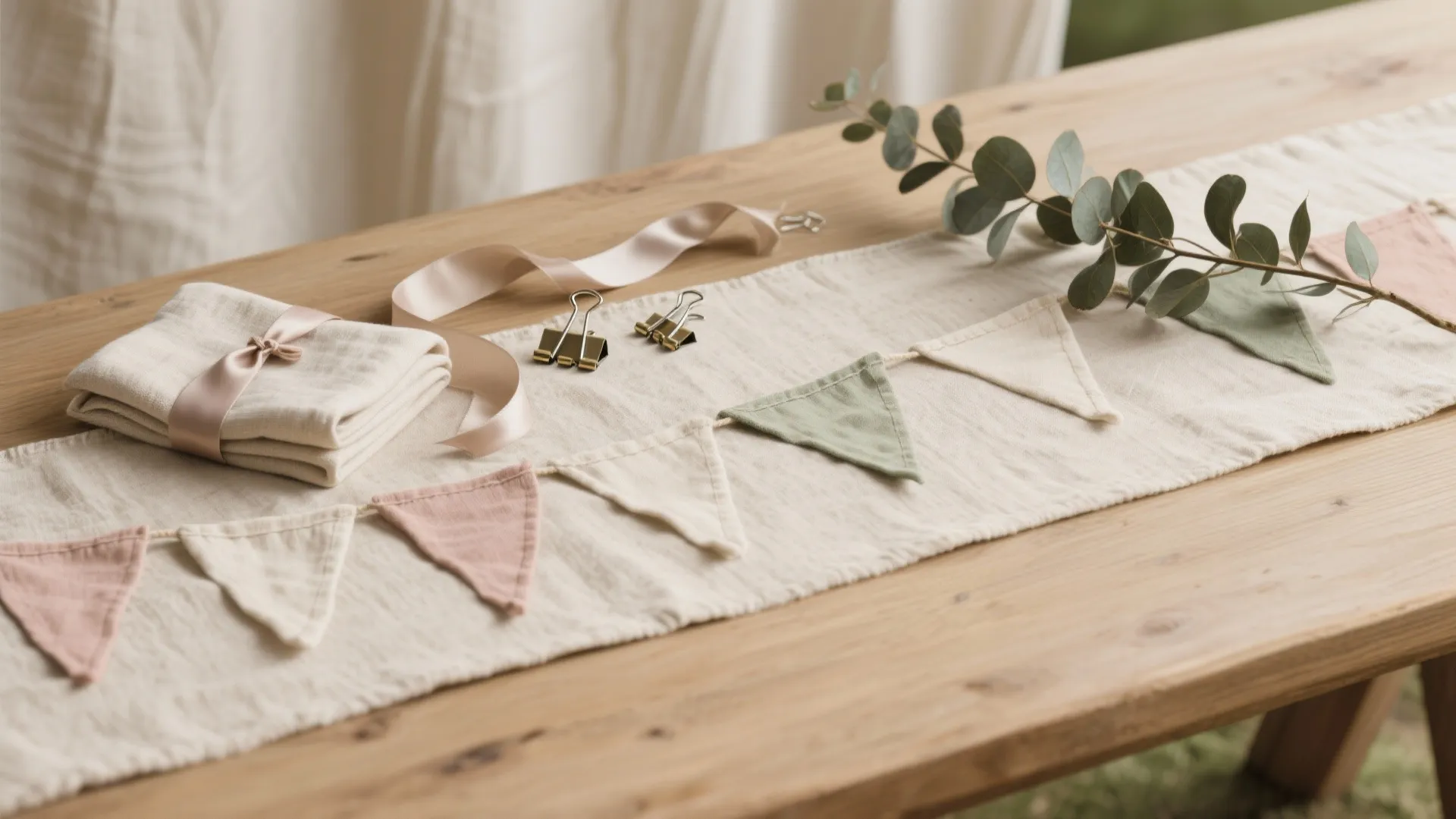 Fabric Bunting, Linen Runners, and Muslin Backdrops