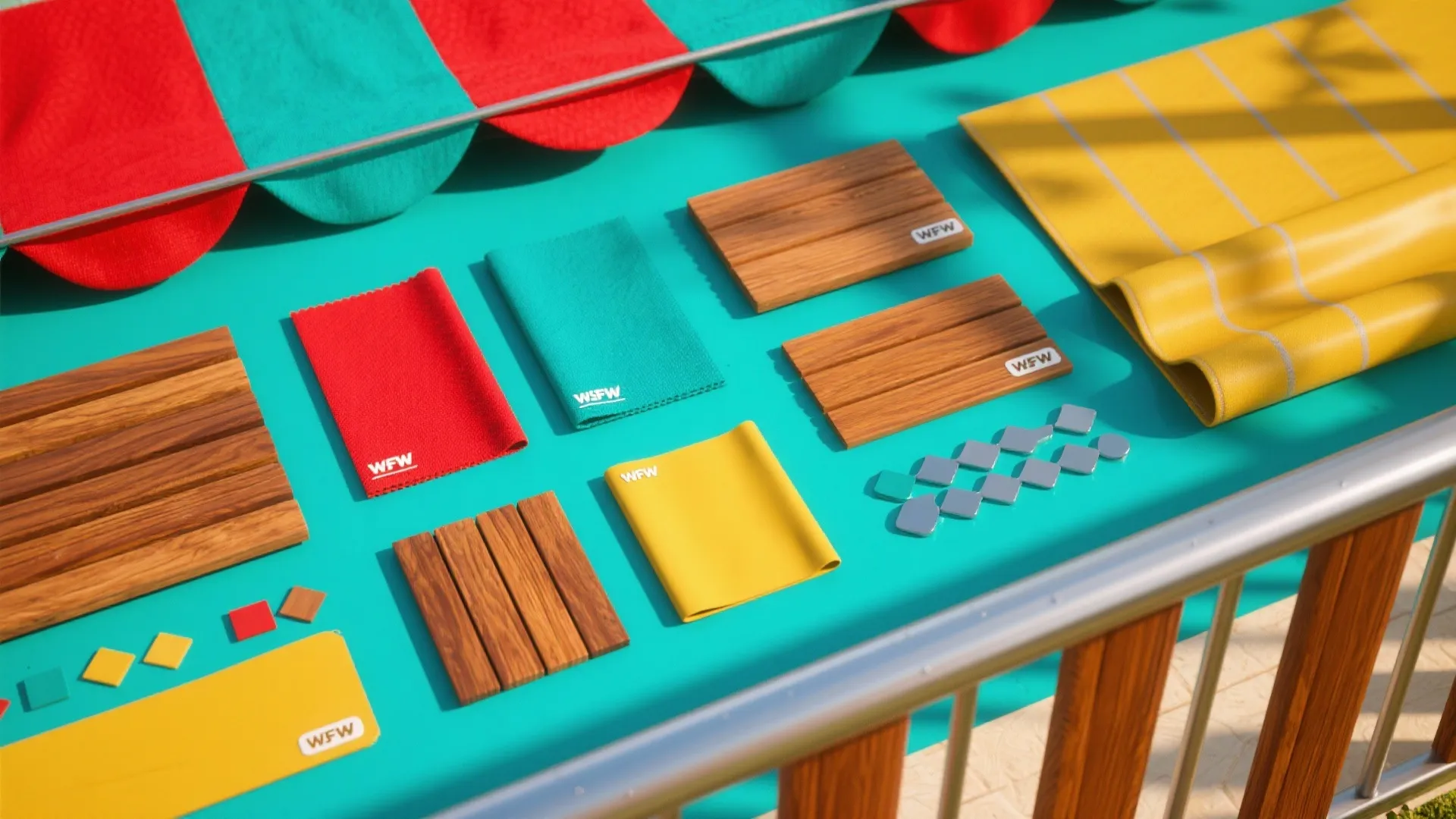 Weatherproof Fabrics and Warm Wood Accents