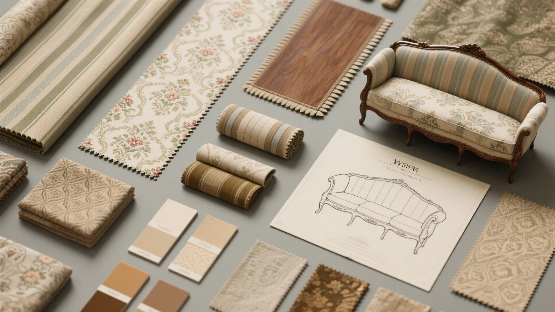 3. Patterned Fabrics and Small-Scale Furniture