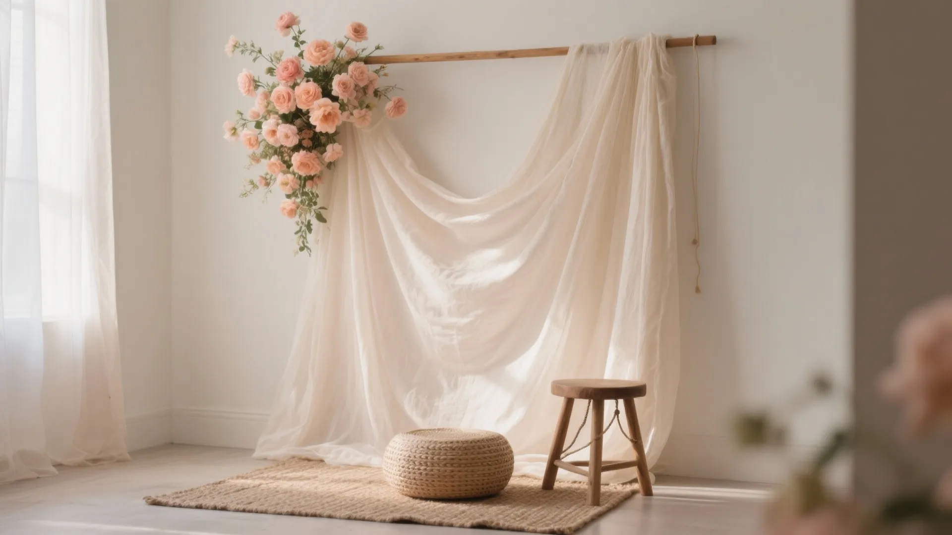 Floral + Fabric Photo Backdrop