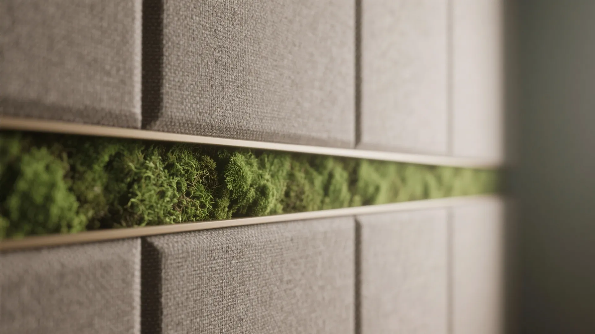 Acoustic Fabric Wall with a Green Ribbon