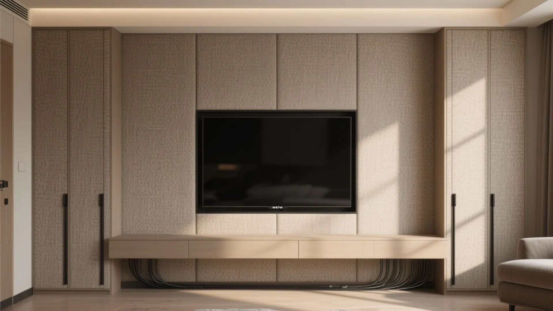 Idea 4: Fabric-Wrapped Panels with Hidden Storage