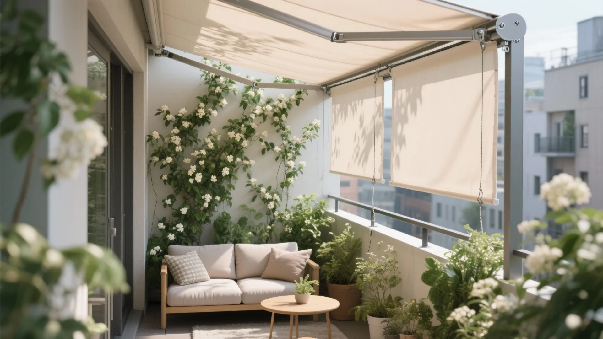 Fabric Pergola (Sliding Top) With Climbing Greens