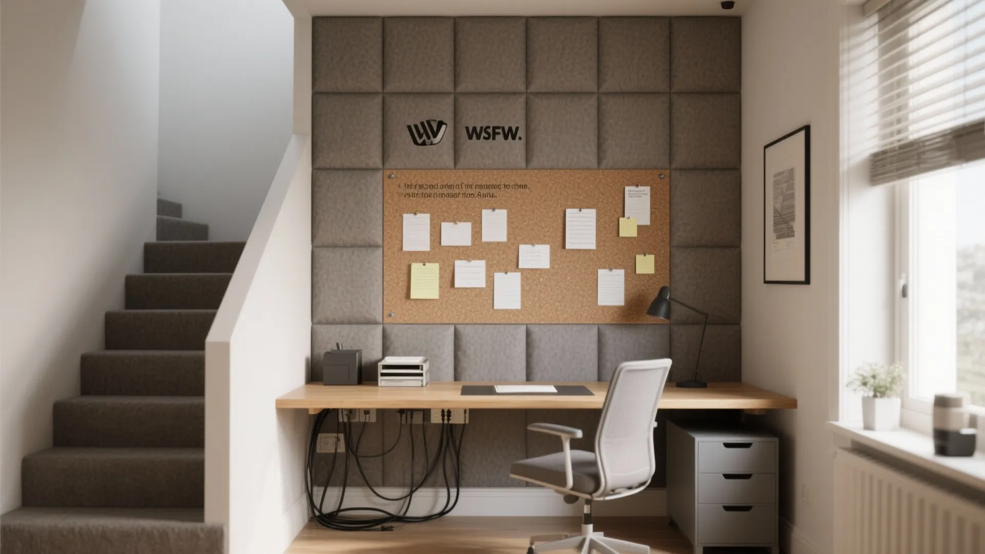 Acoustic Pinboard Wall With Fabric-Printed Quotes