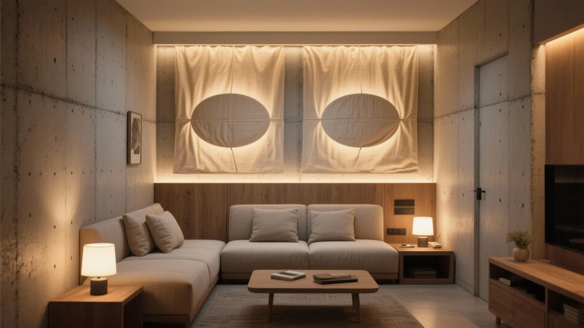 Fabric-shade wall jhumar with dimming