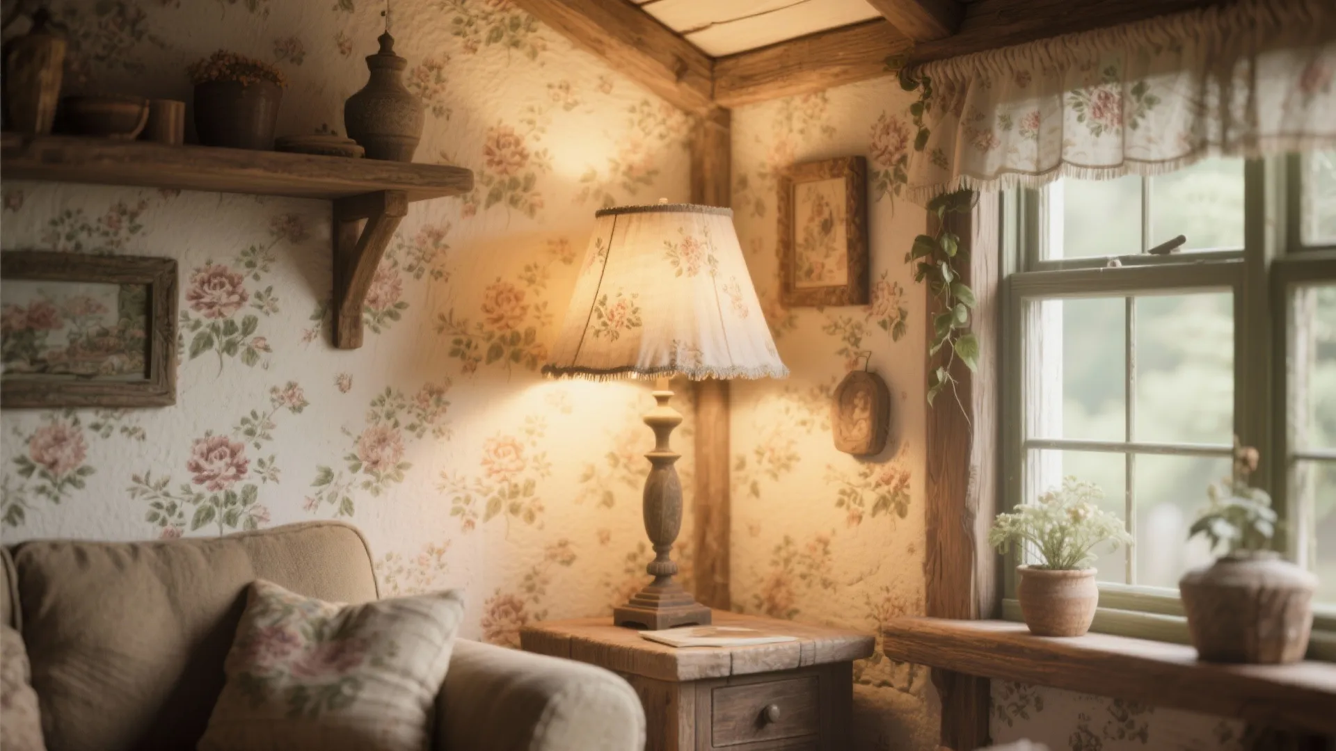 Fabric shade wall lamp creating a warm cozy ambiance