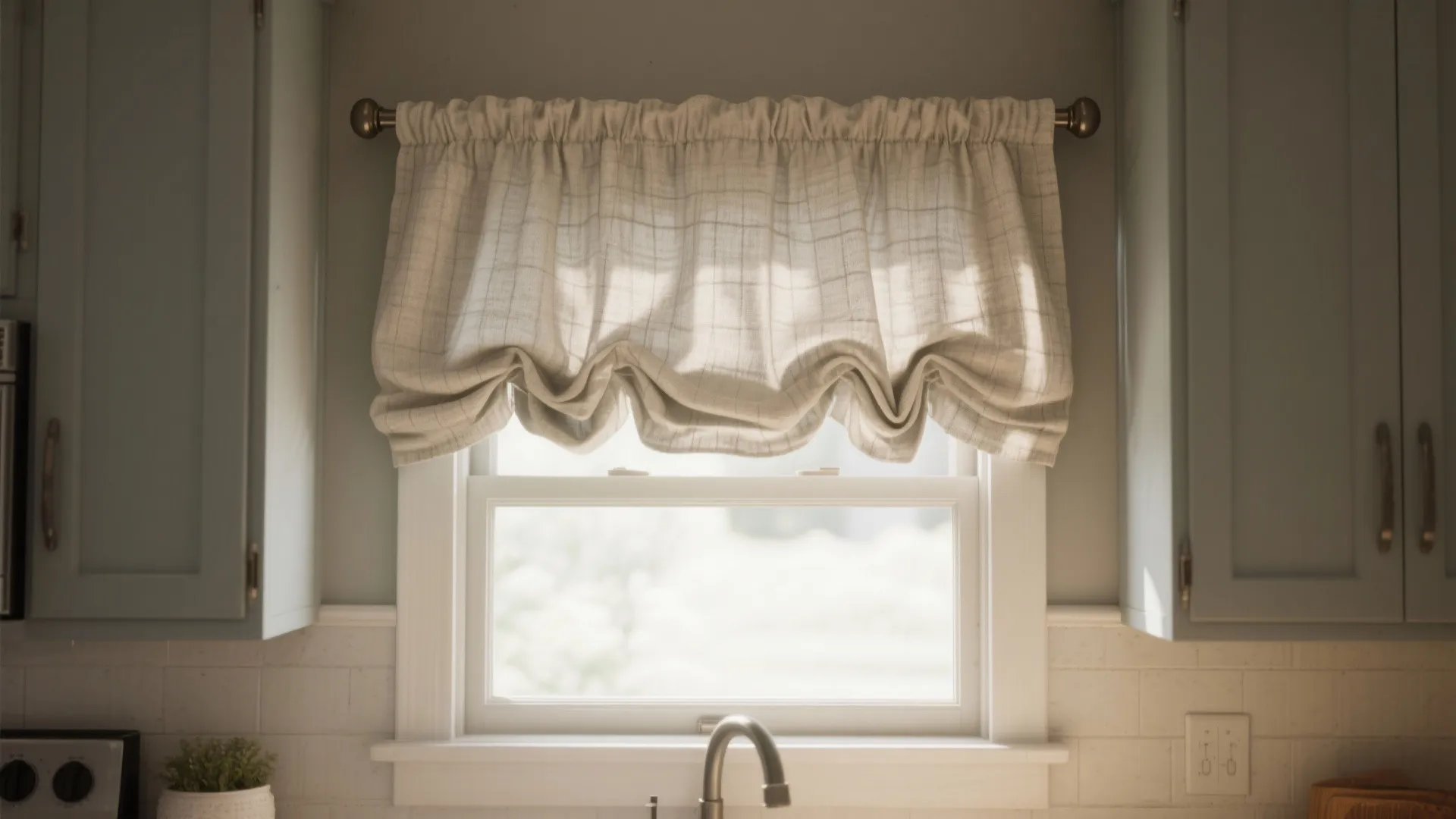 2. Fabric valance with hidden rod (softens and hides hardware)