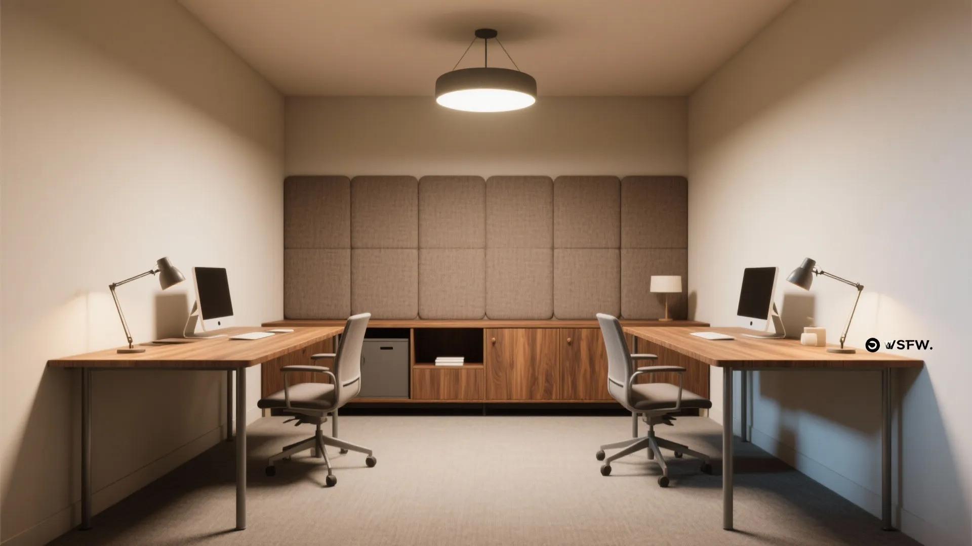 3) Face-to-face with a central credenza