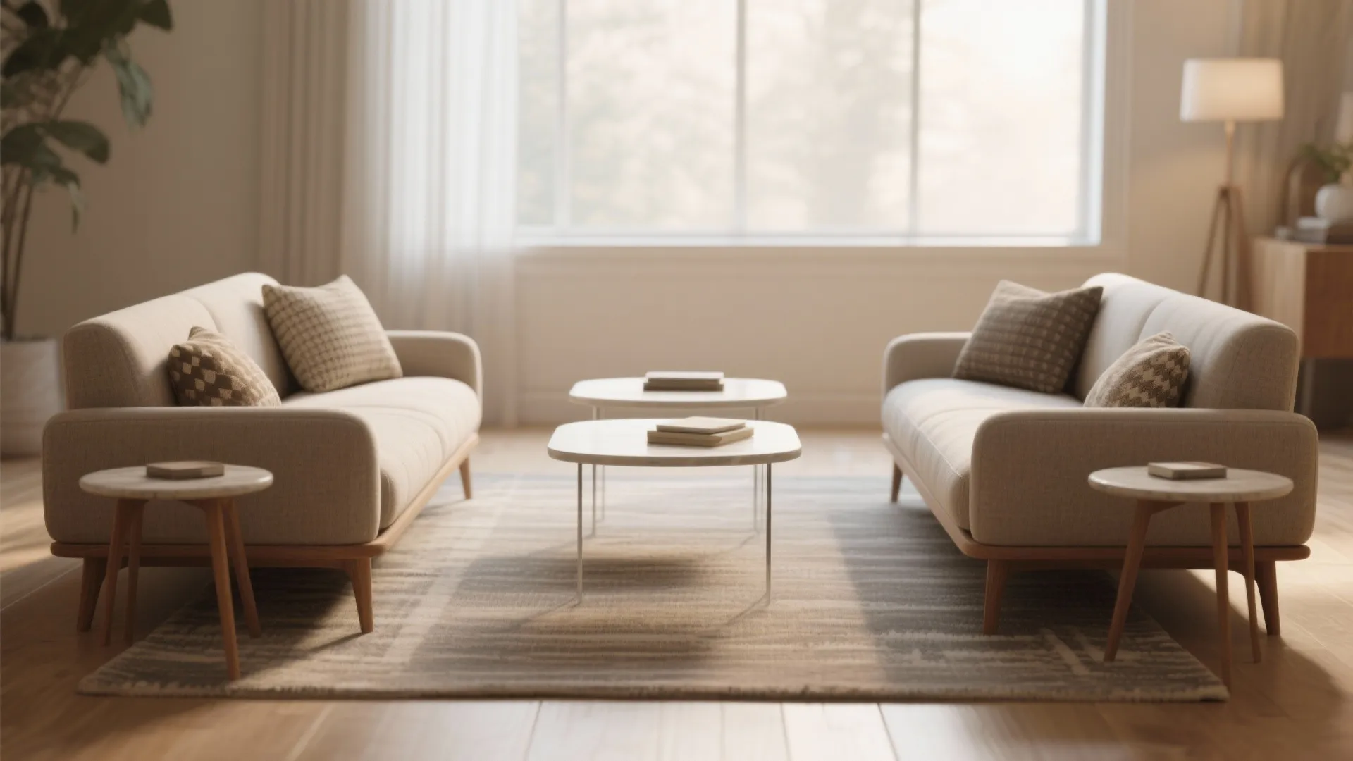 Two Loveseats Facing Each Other (with a Visual Gap)