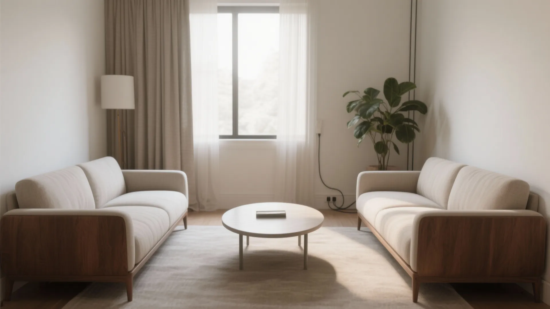 Symmetrical Facing Sofas with a Slim Centerline