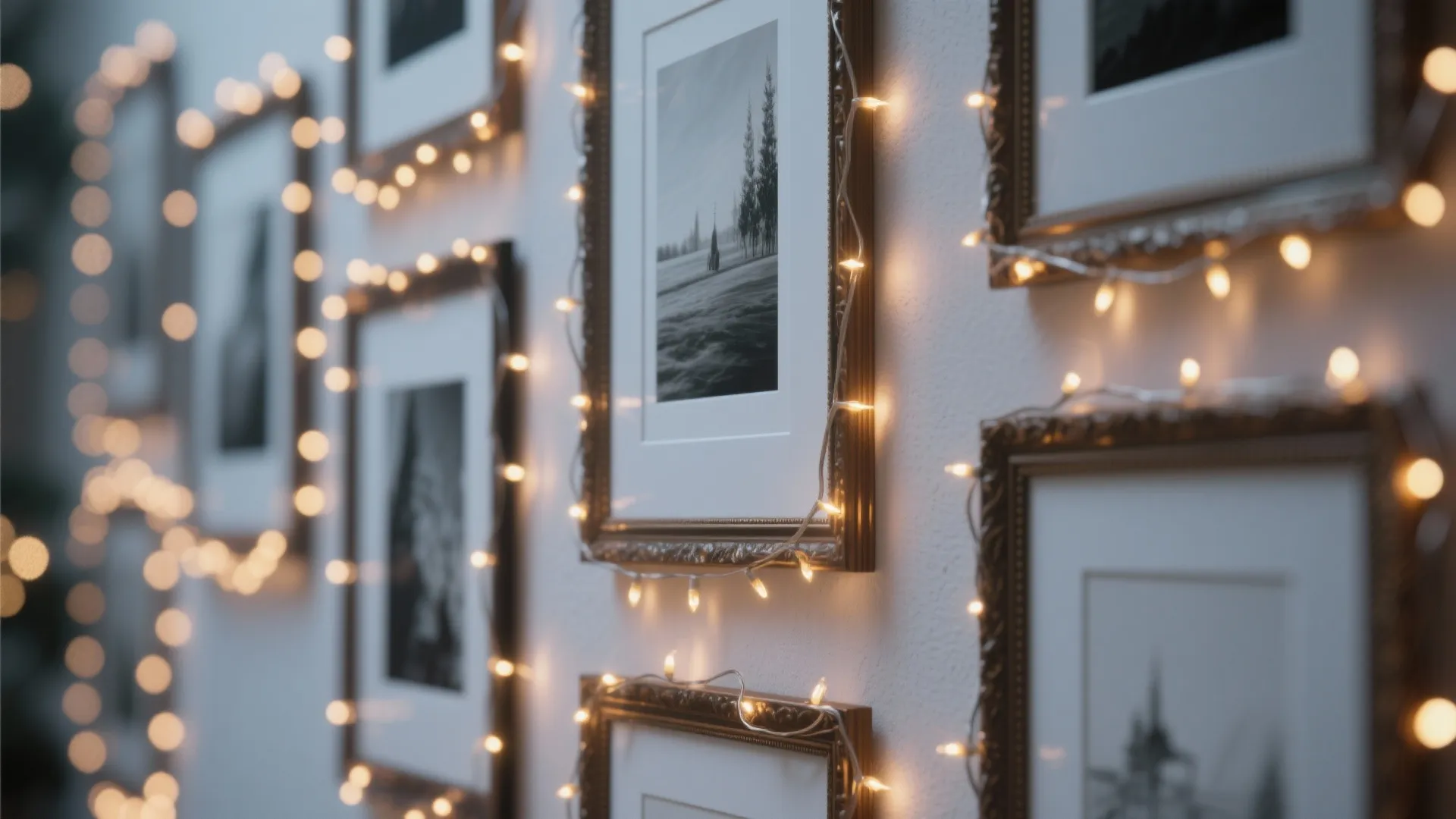 2. Picture-frame fairy lights to highlight art