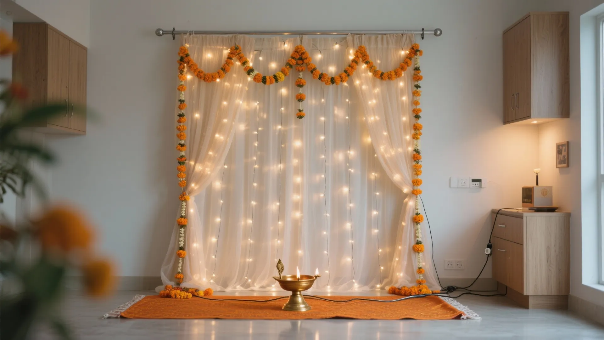 Fairy Lights with Fabric Backdrops