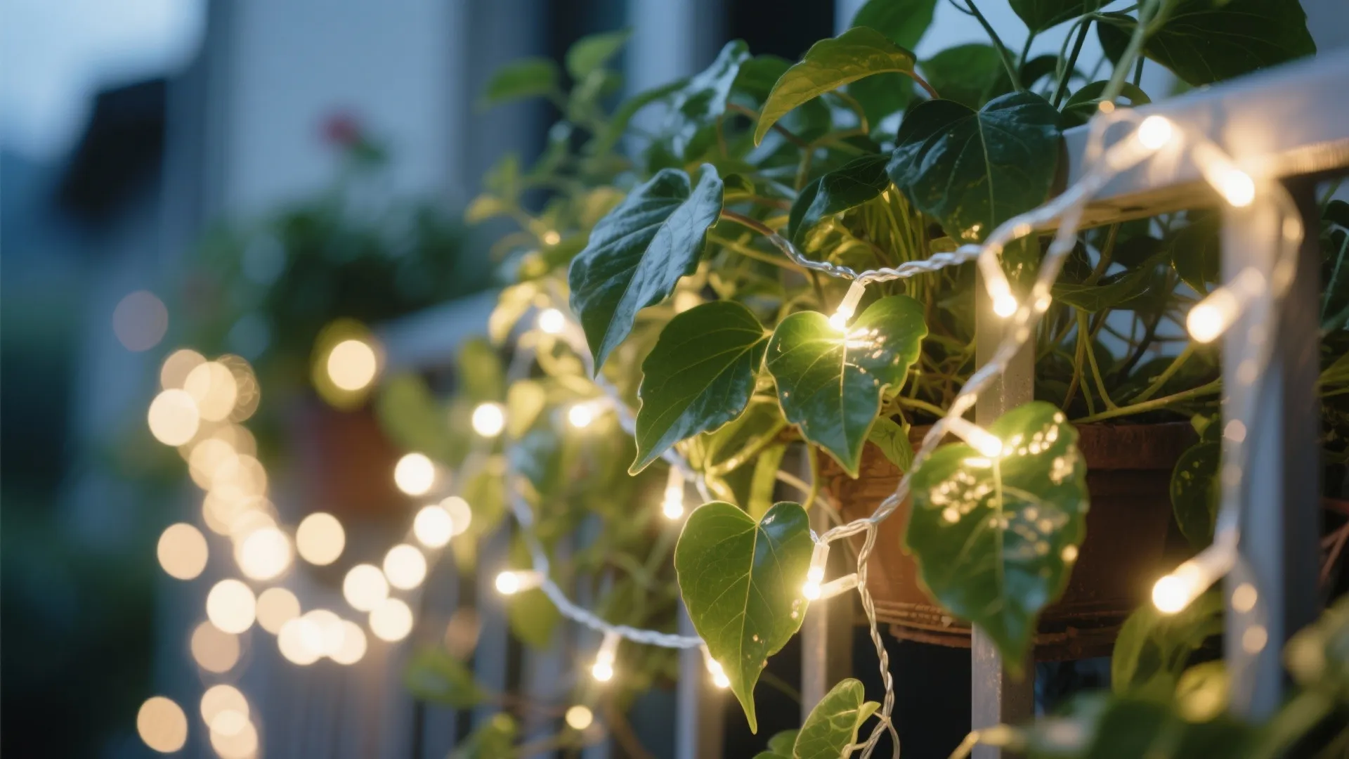 Fairy Lights in Potted Plants