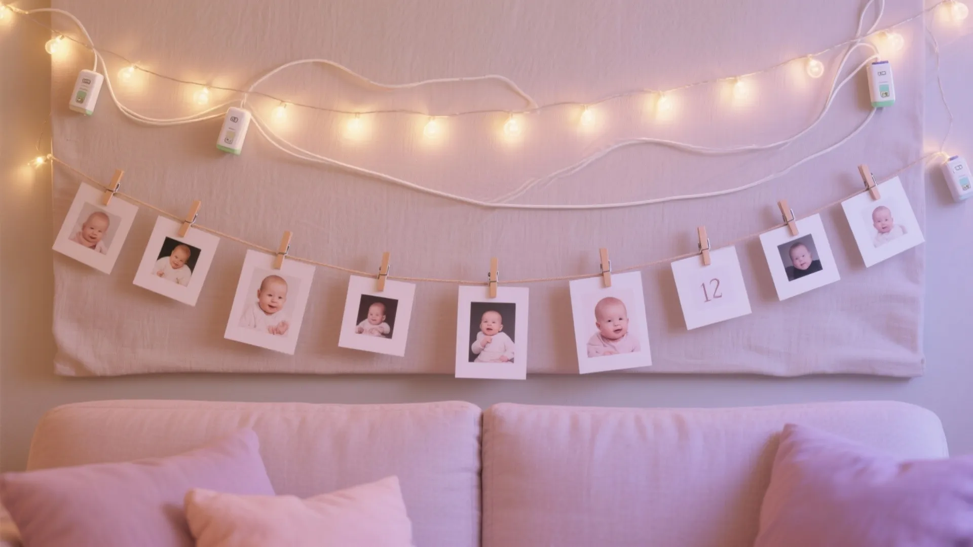 Fairy-Light Photo Timeline Wall