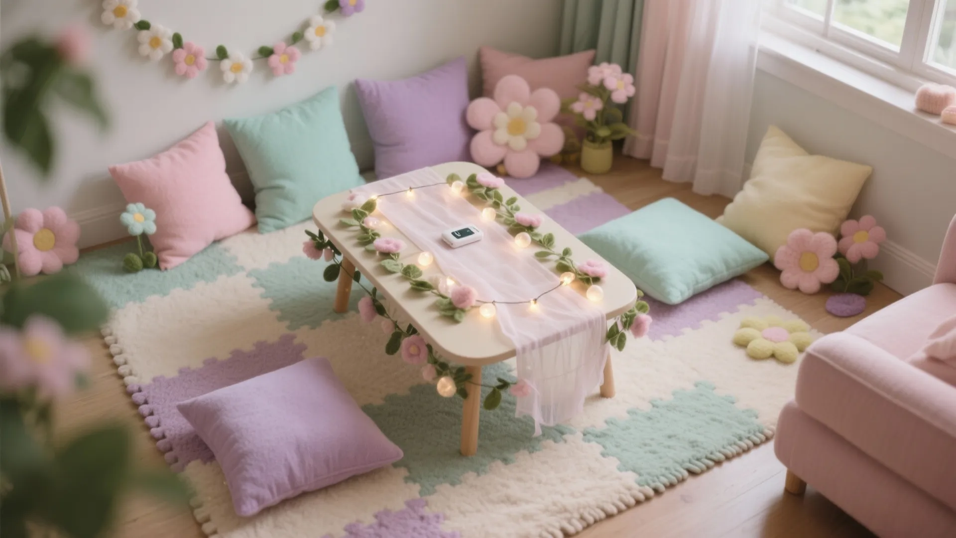 Cozy Fairy-Picnic Corner with Floor Seating