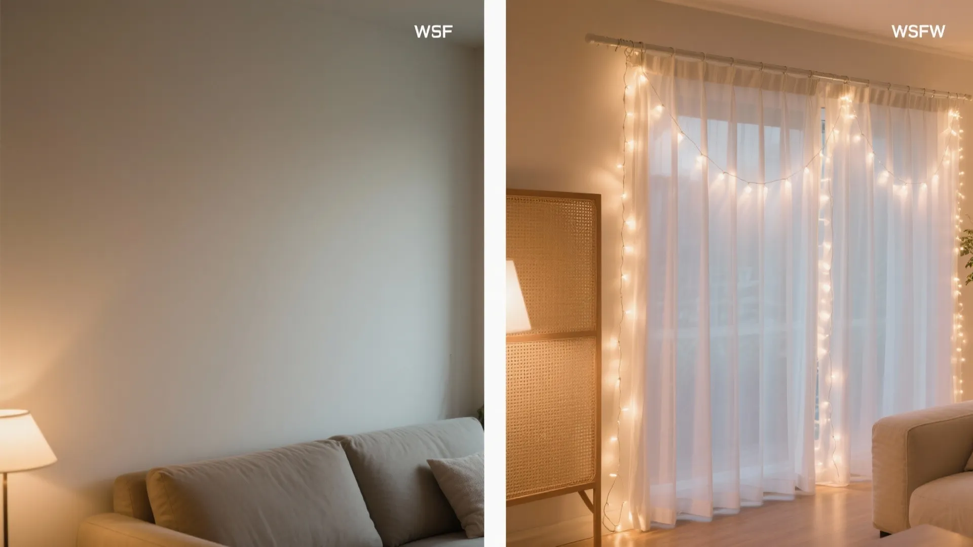 Sheer Drapes and Fairy Lights for Magical Glow