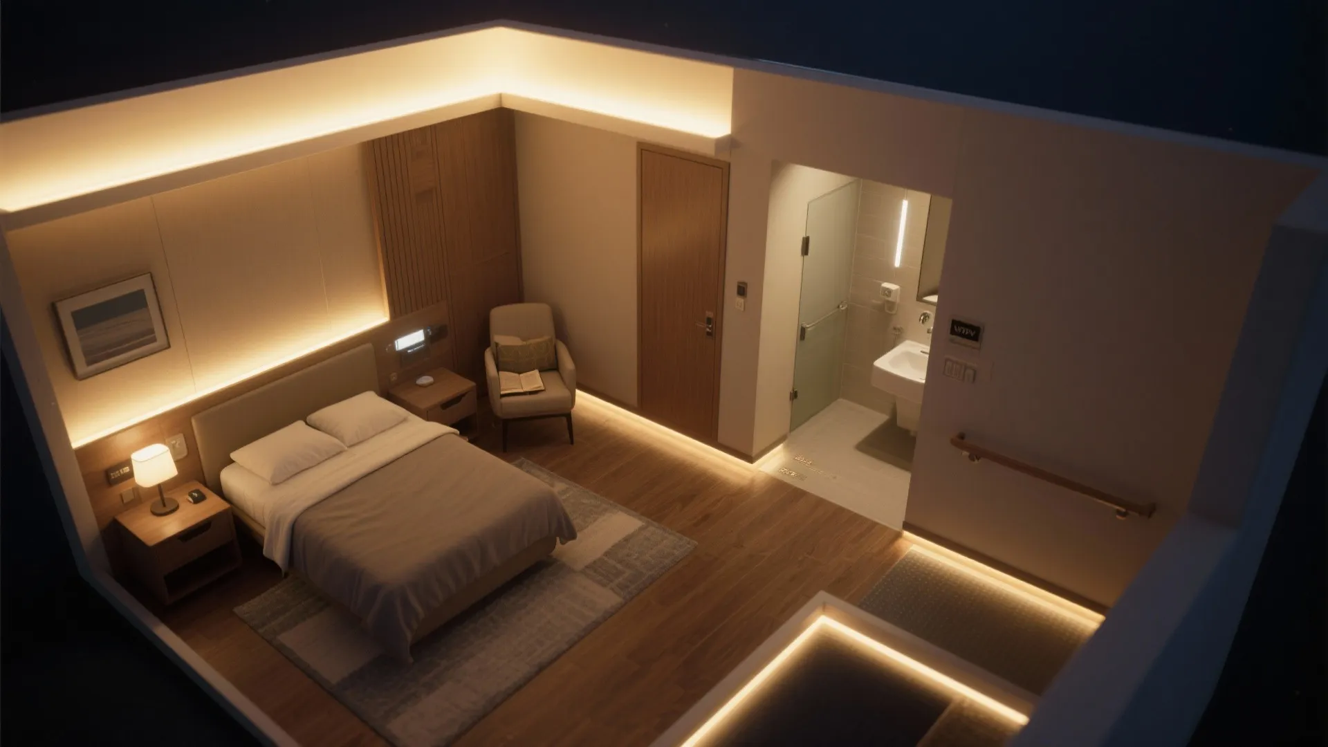 Layered, Low-Glare Lighting That Prevents Falls