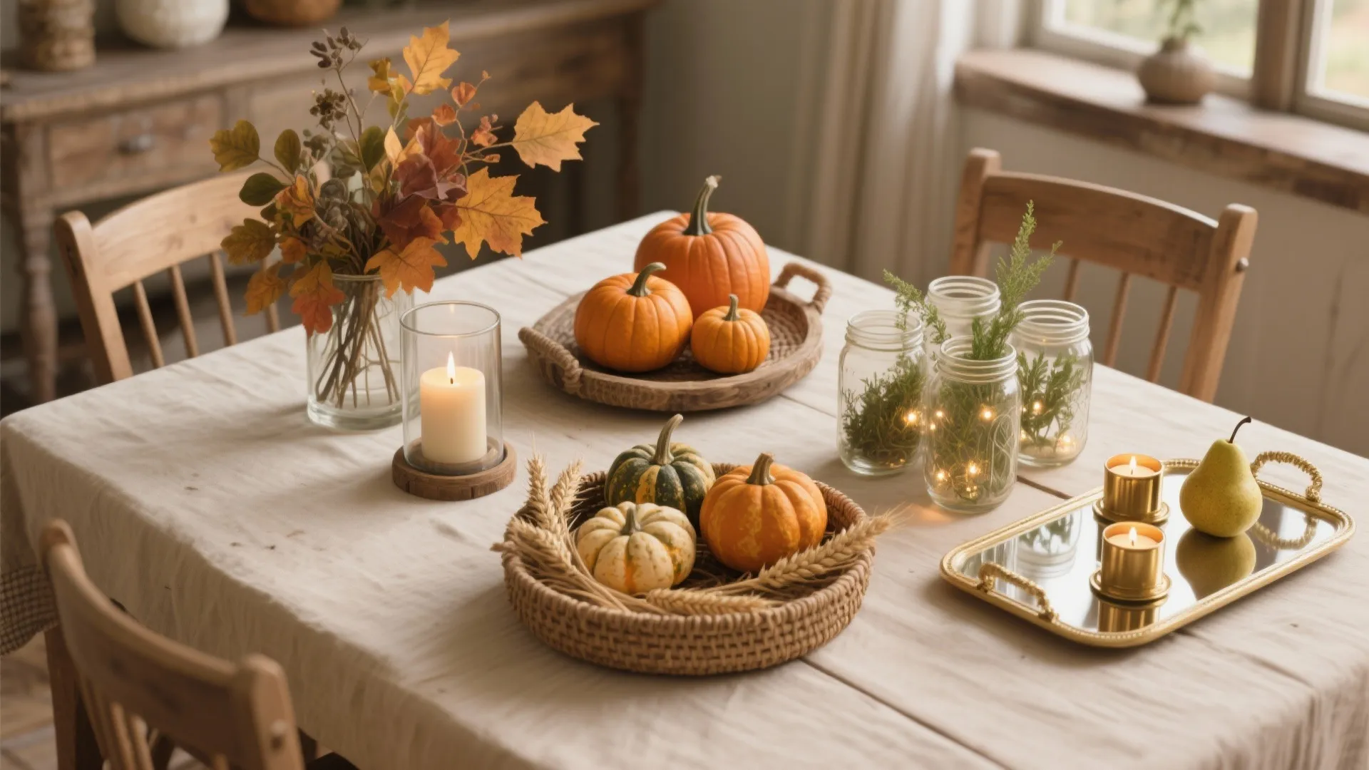 DIY Fall Table Centerpieces — 5 Ideas: Cozy, budget-friendly DIY fall table centerpieces for small spaces
