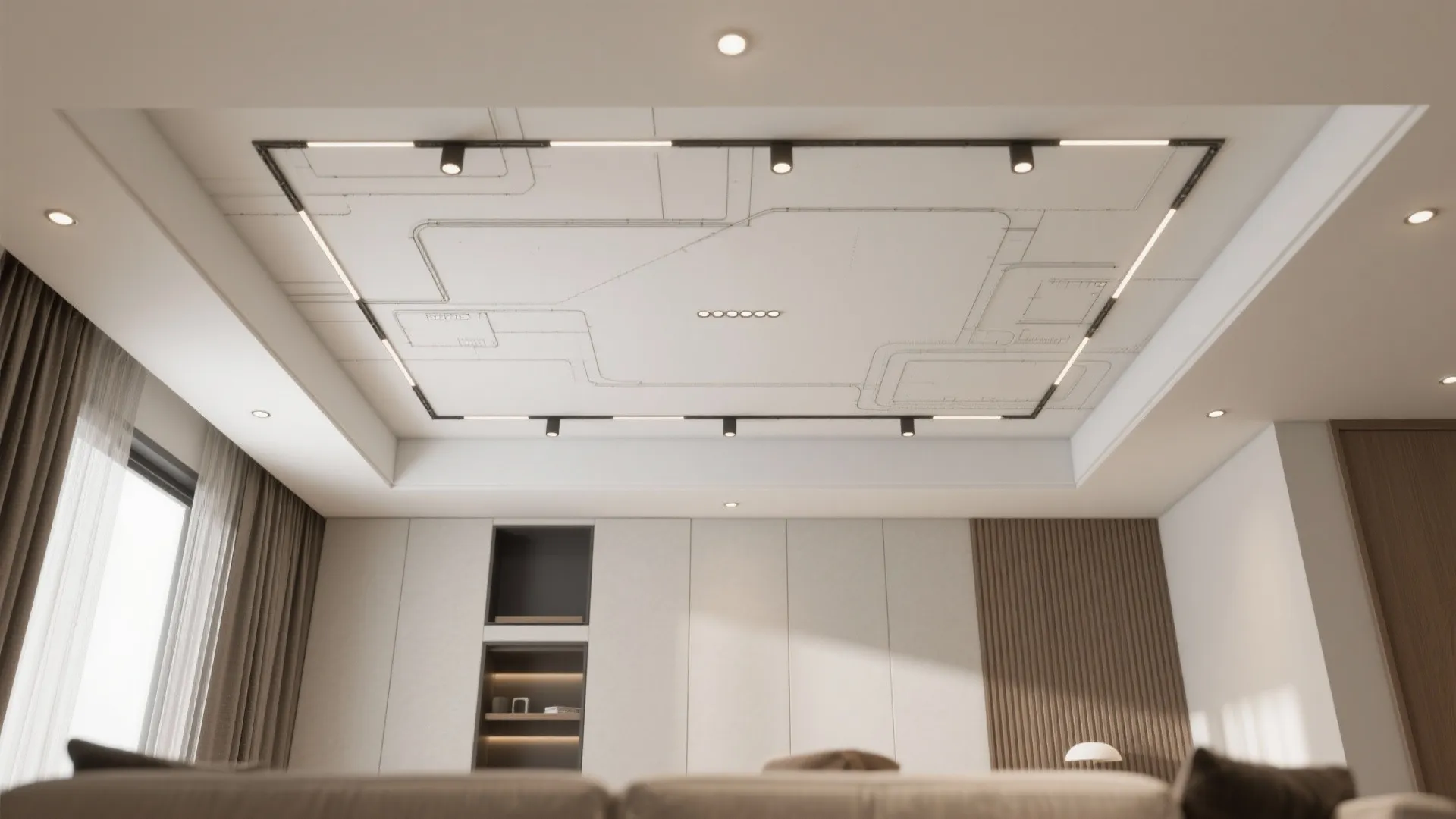 Slim False Ceiling with Hidden Tracks