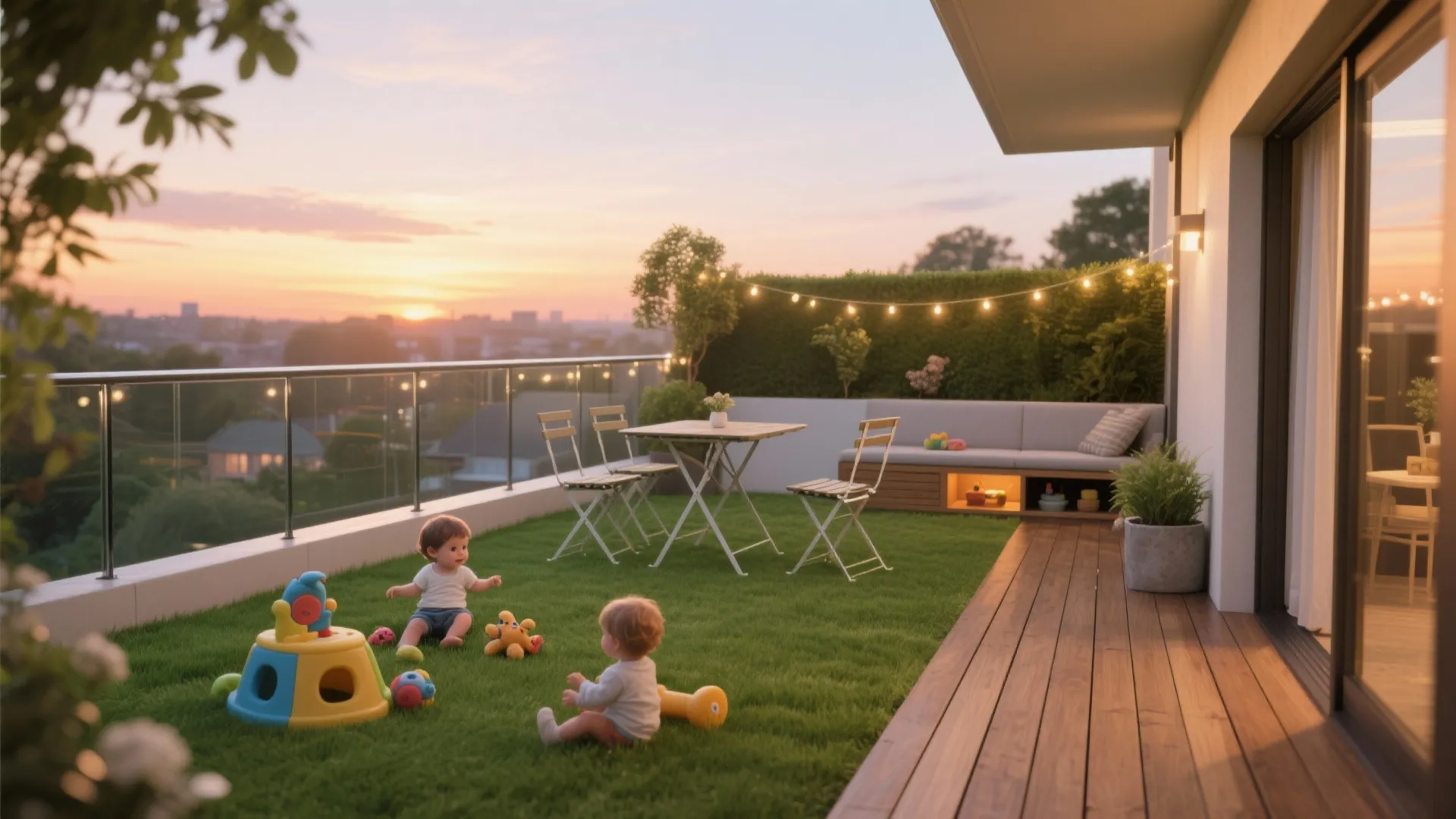 Family-Ready Grass Balcony: Play, Work, and Dine